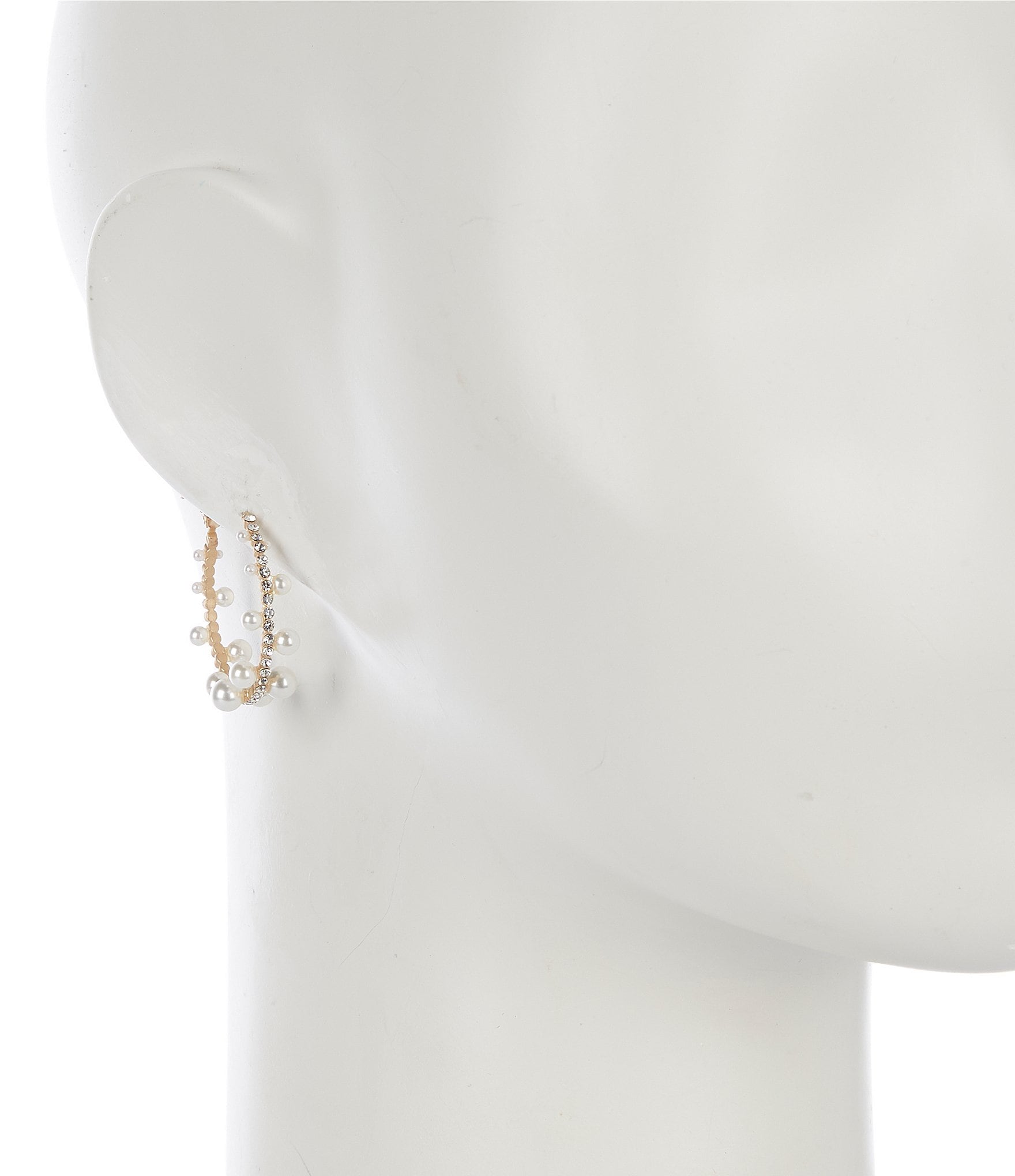 Southern Living Borrowed & Blue by Southern Crystal Stone Graduating Pearl Edge Hoop Earrings