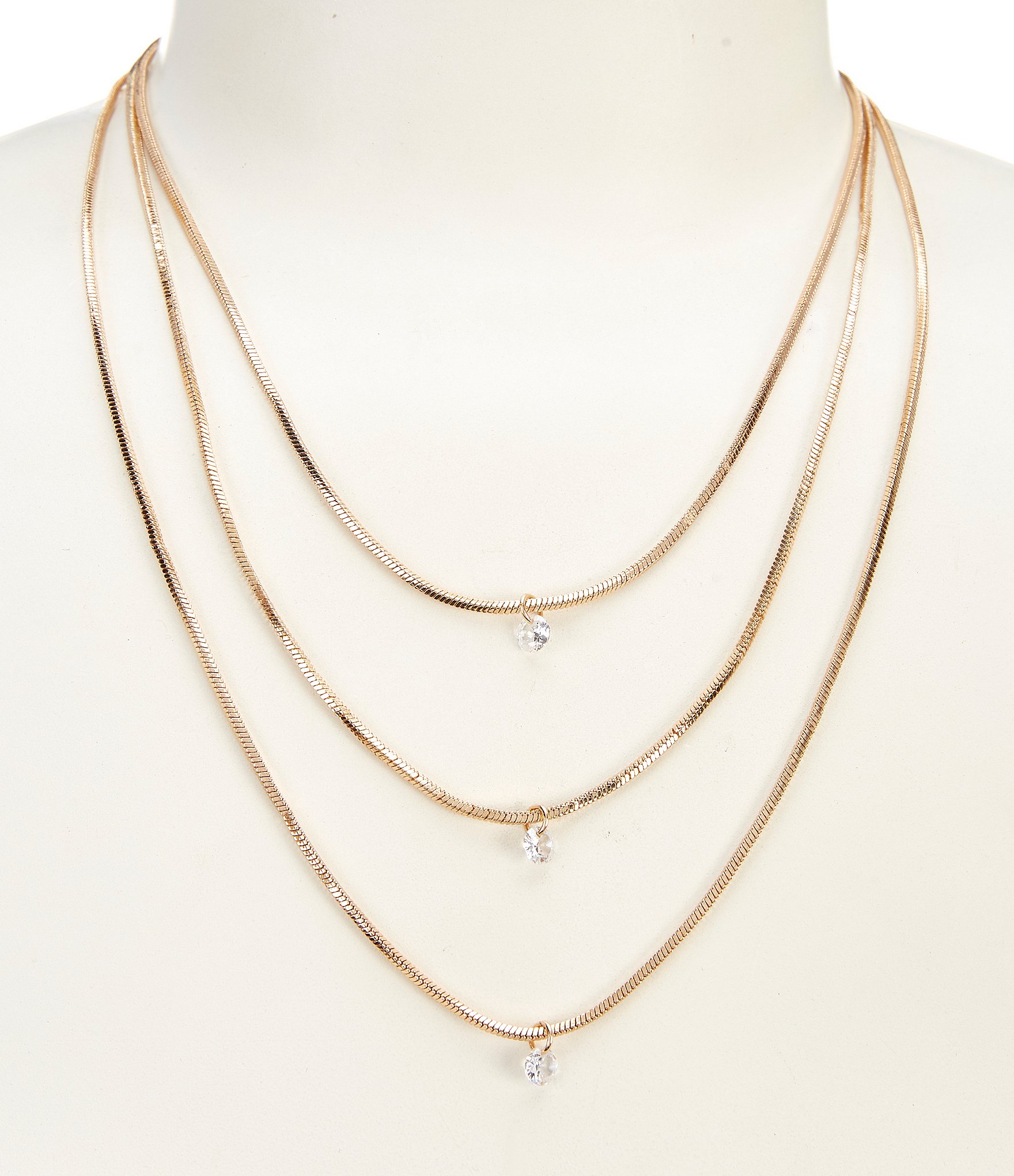 Southern Living Borrowed & Blue by Southern CZ Stone Drop Short Multi-Strand Necklace