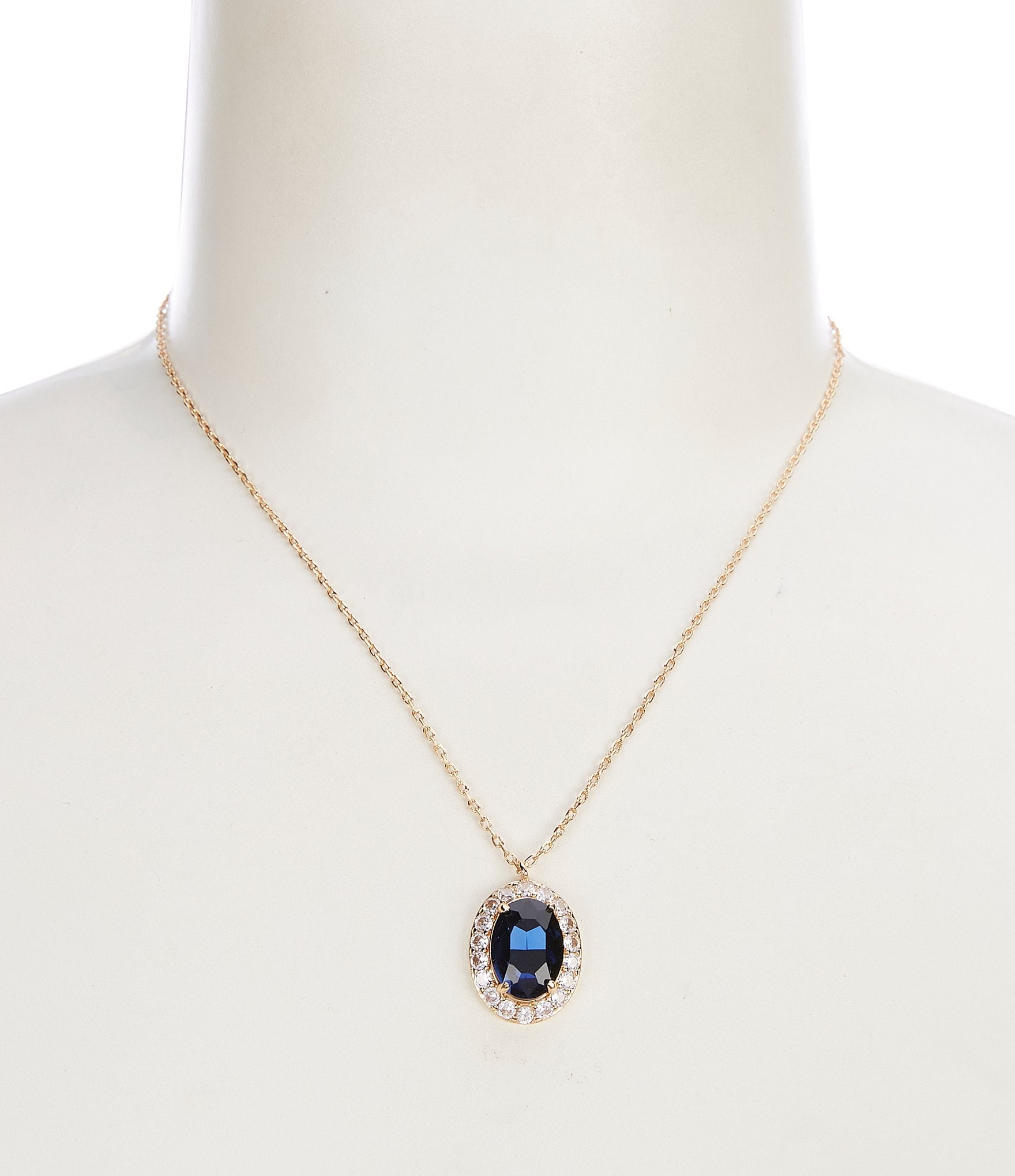 Southern Living Borrowed & Blue By Southern Living Blue Stone Halo Short Pendant Necklace