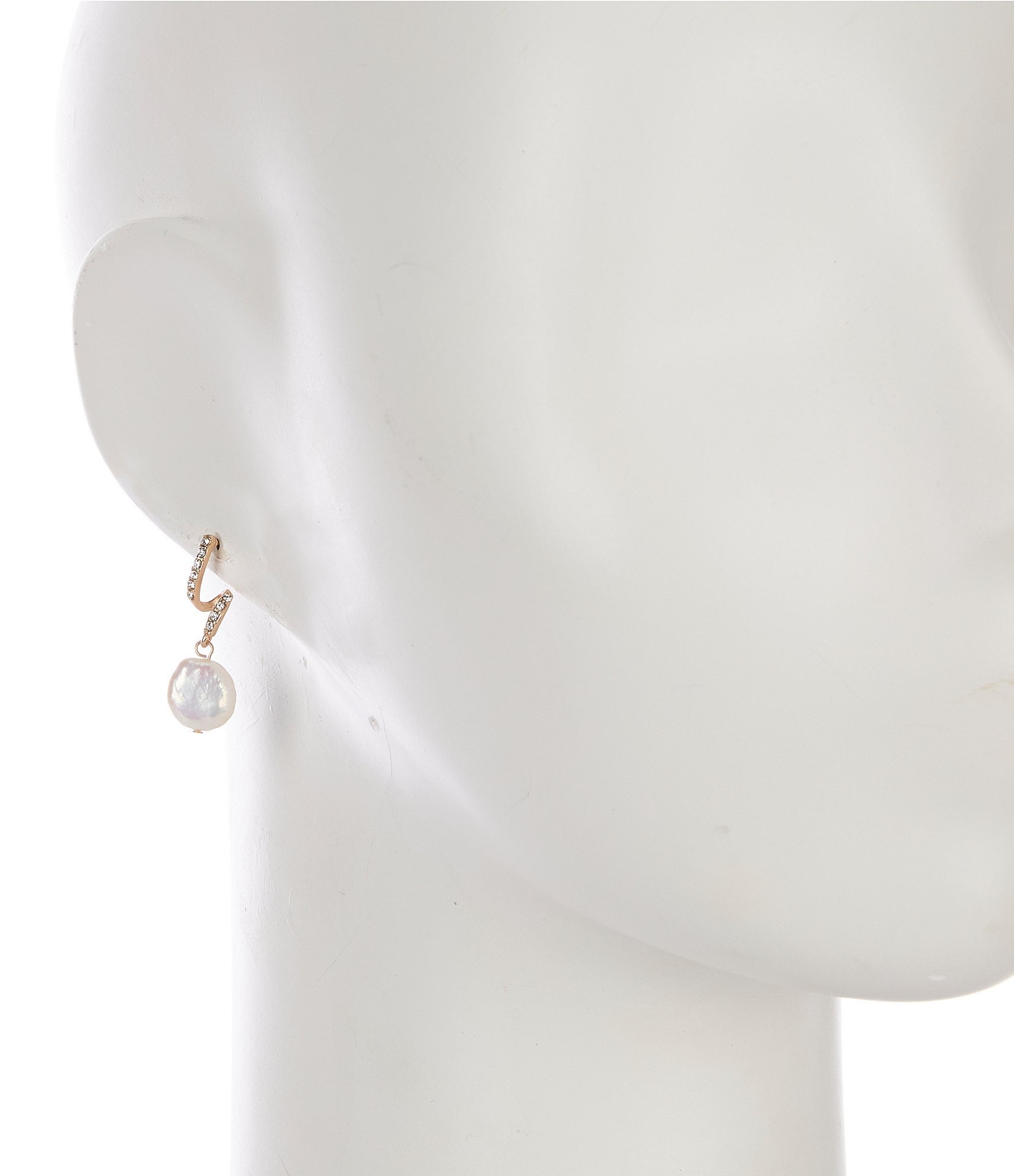 Southern Living Borrowed & Blue By Southern Living Crystal Pave Swirl Metal Organic Pearl Drop Earrings