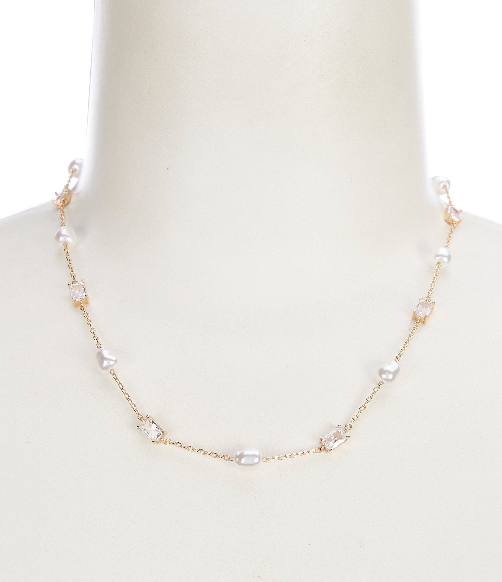 Southern Living Borrowed & Blue By Southern Living Cubic Zirconia Stone and Pearl Collar Necklace