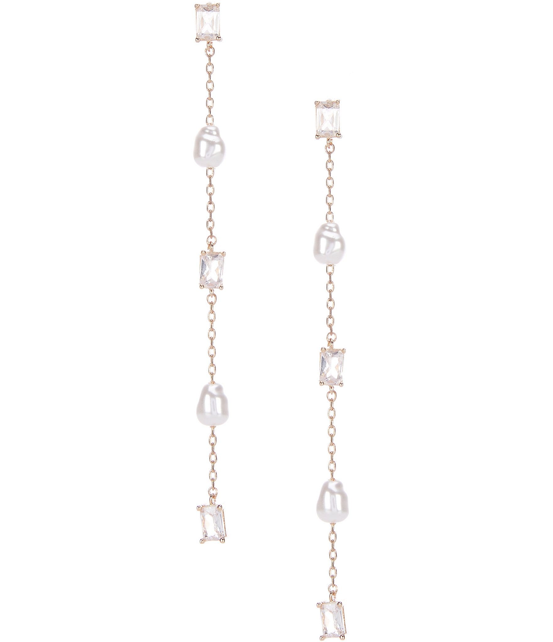 Southern Living Borrowed & Blue By Southern Living Cubic Zirconia Stone and Pearl Linear Earrings