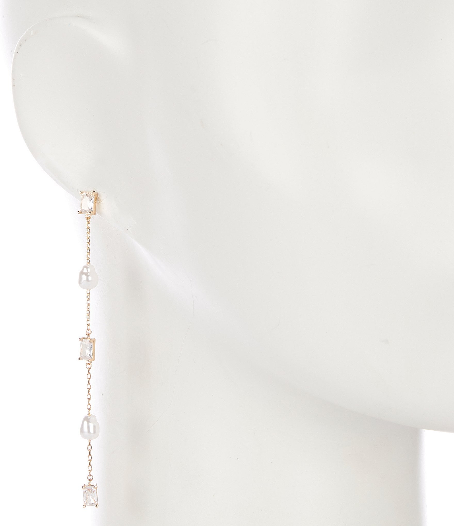 Southern Living Borrowed & Blue By Southern Living Cubic Zirconia Stone and Pearl Linear Earrings