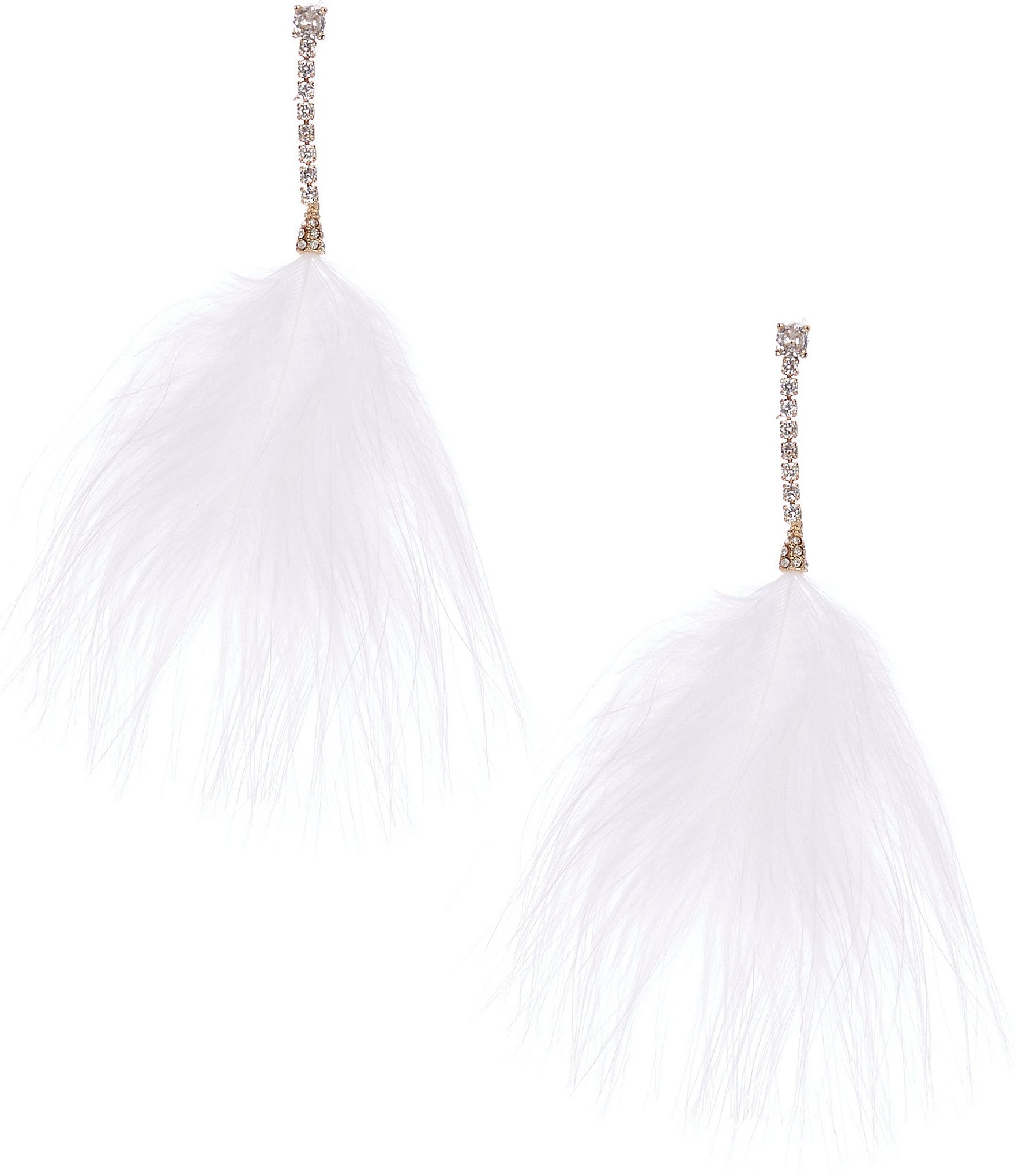 Southern Living Borrowed & Blue By Southern Living CZ Rhinestone Chain Ostrich Feather Drop Earrings