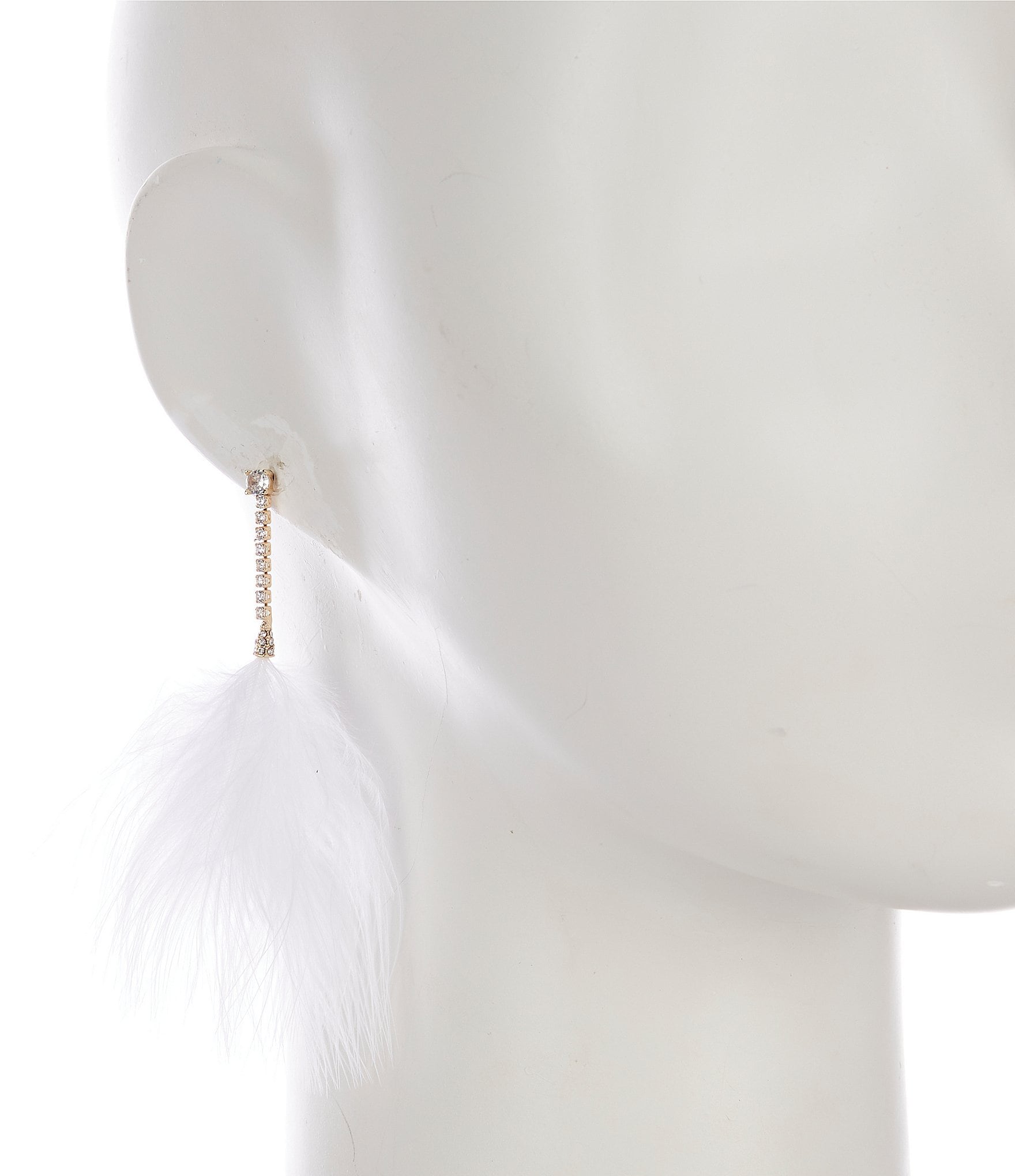 Southern Living Borrowed & Blue By Southern Living CZ Rhinestone Chain Ostrich Feather Drop Earrings