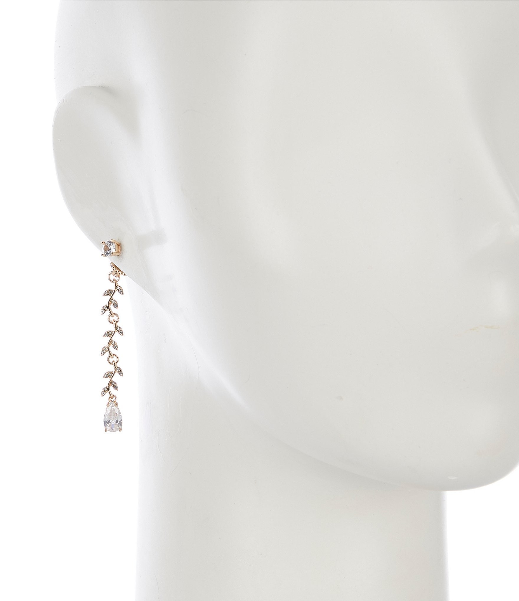 Southern Living Borrowed & Blue by Southern Living CZ Stone Delicate Leaf Vine Linear Earrings