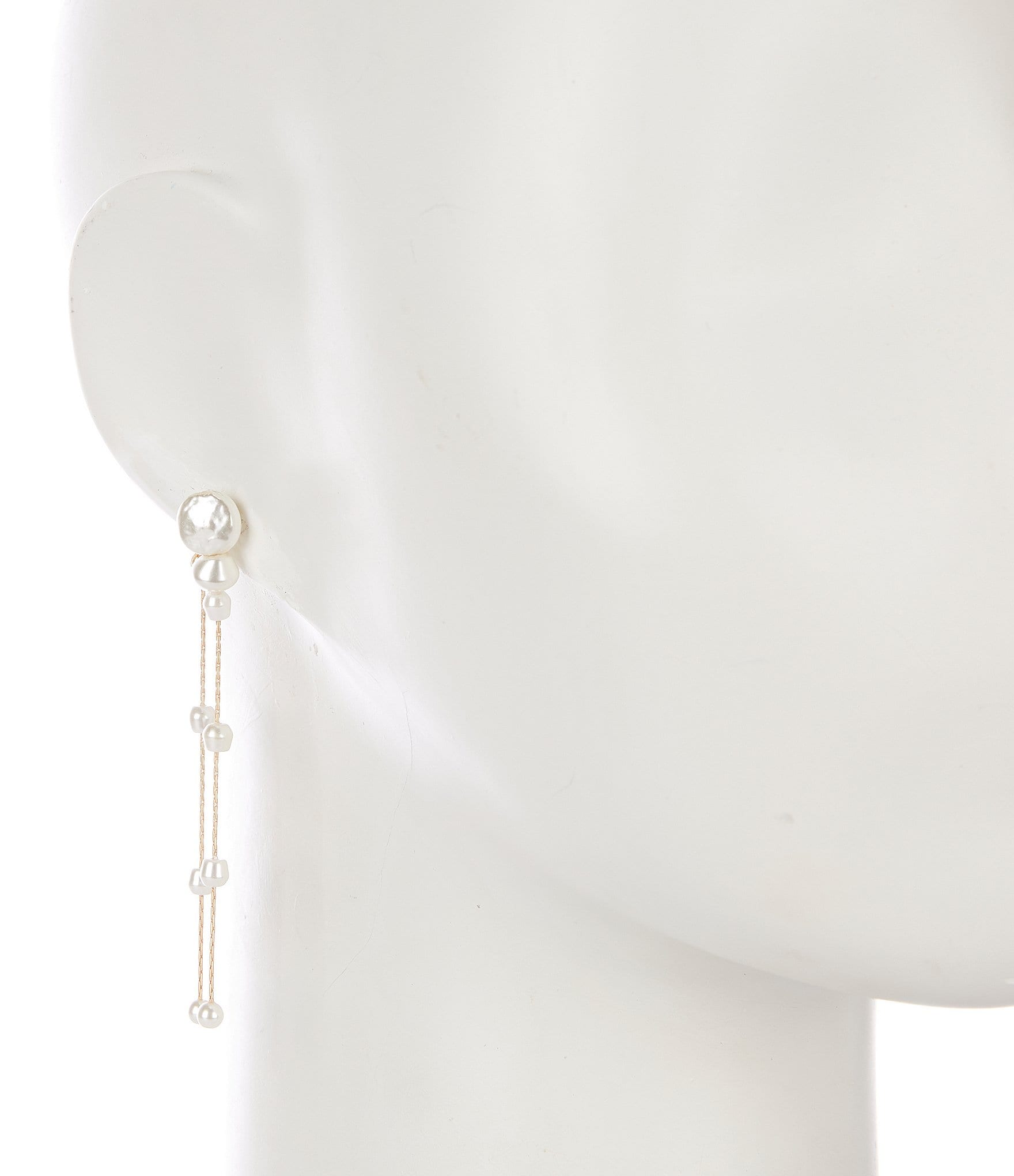 Southern Living Borrowed & Blue By Southern Living Delicate Chain Organic Pearl Linear Front Back Earrings