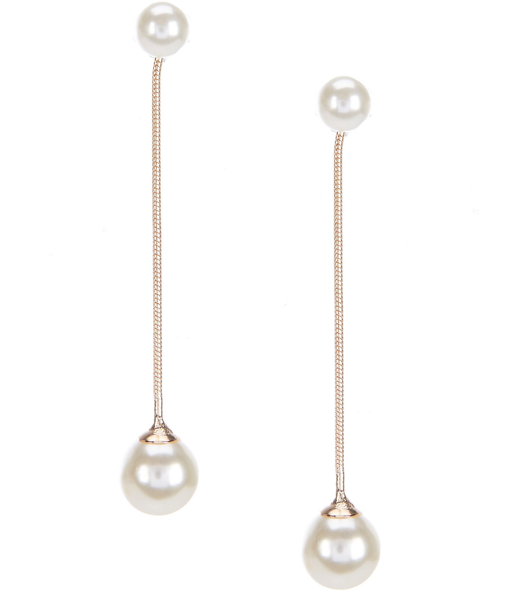 Southern Living Borrowed & Blue By Southern Living Double Pearl Chain Linear Earrings