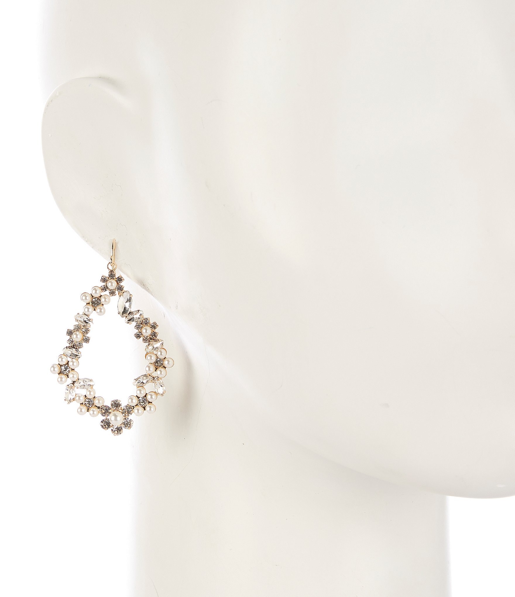 Southern Living Borrowed & Blue by Southern Living Crystal and Pearl Flower Loop Hoop Earrings