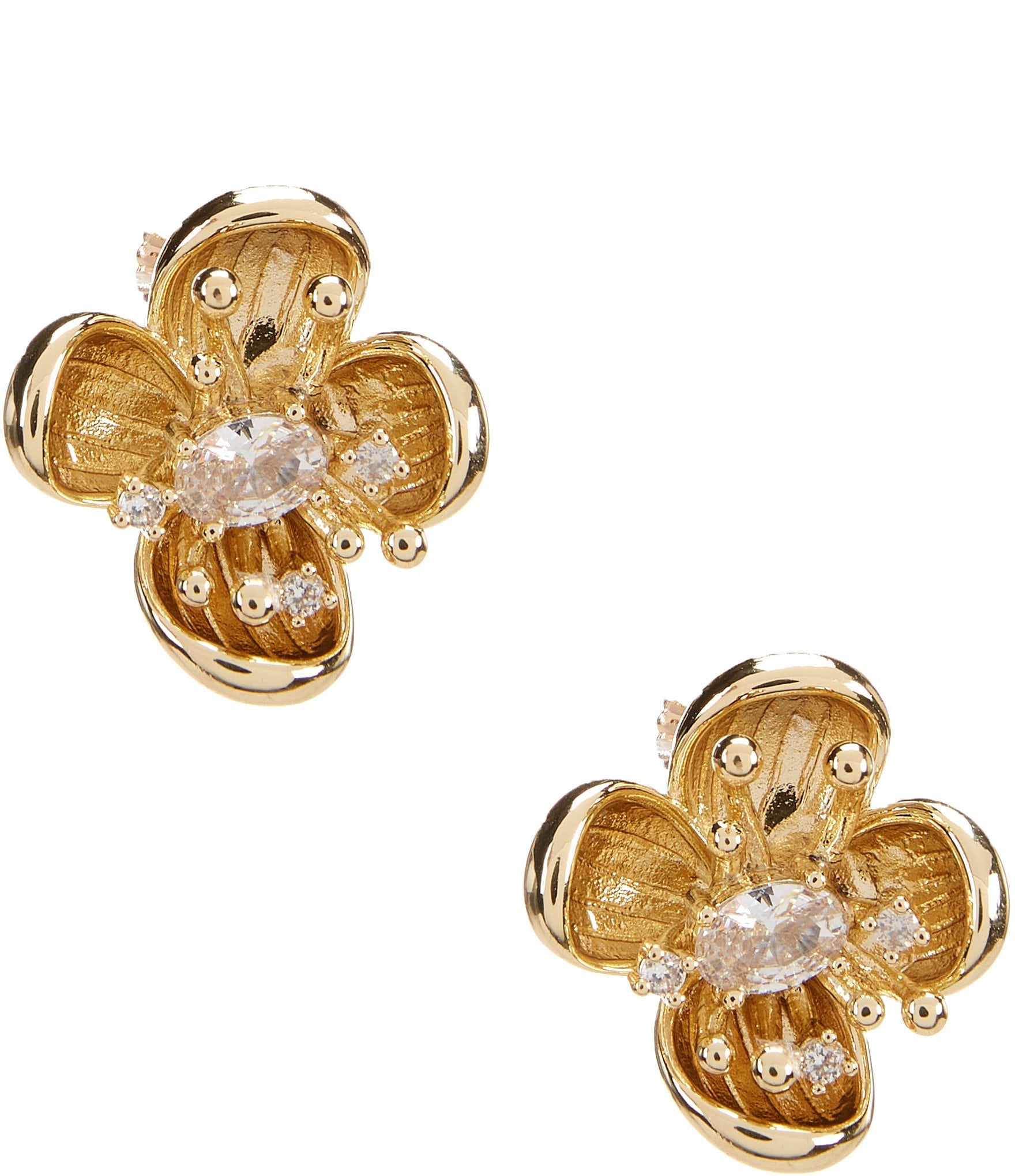 Southern Living Borrowed & Blue By Southern Living Cubic Zirconia Stone Flower Stud Earrings