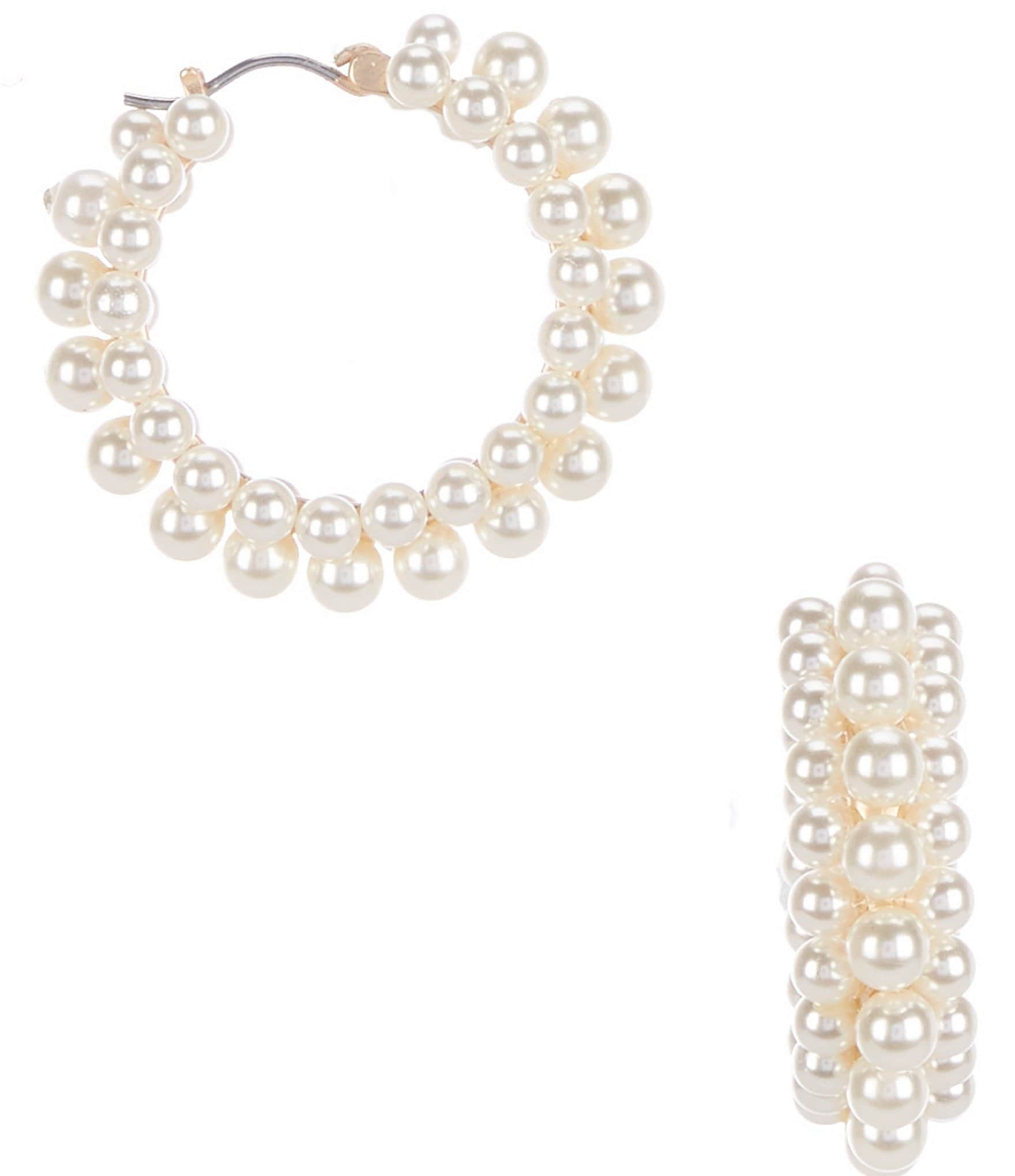 Southern Living Borrowed & Blue by Southern Living Graduated Pearl Hoop Earrings