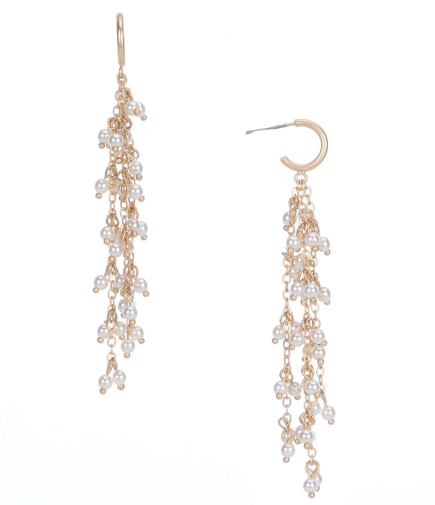 Southern Living Borrowed & Blue by Southern Living Multi Row Chain Shakey Pearl Drop Earrings