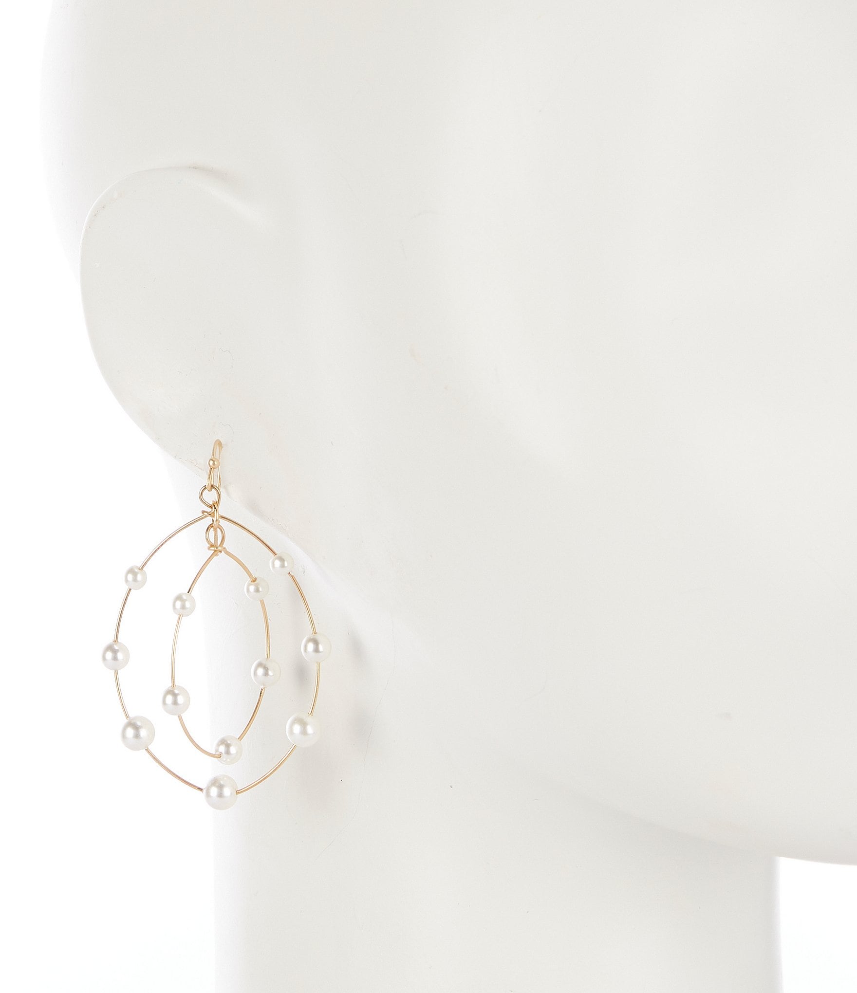 Southern Living Borrowed & Blue By Southern Living Pearl Beaded Wire Double Teardrop Drop Earrings