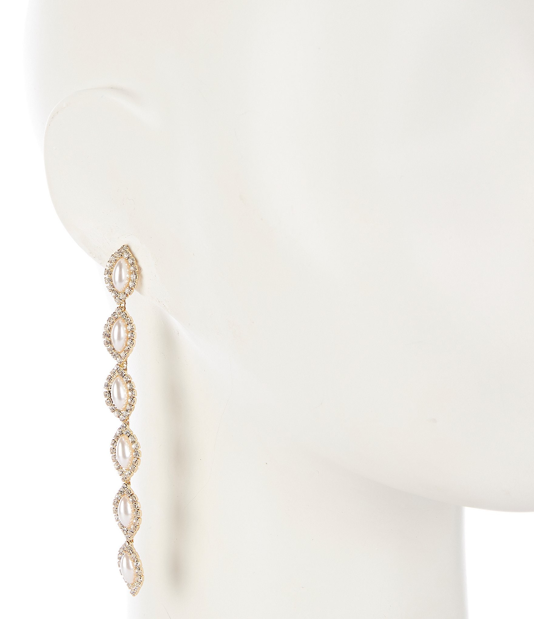 Southern Living Borrowed & Blue By Southern Living Pearl and Crystal Marquise Linear Earrings