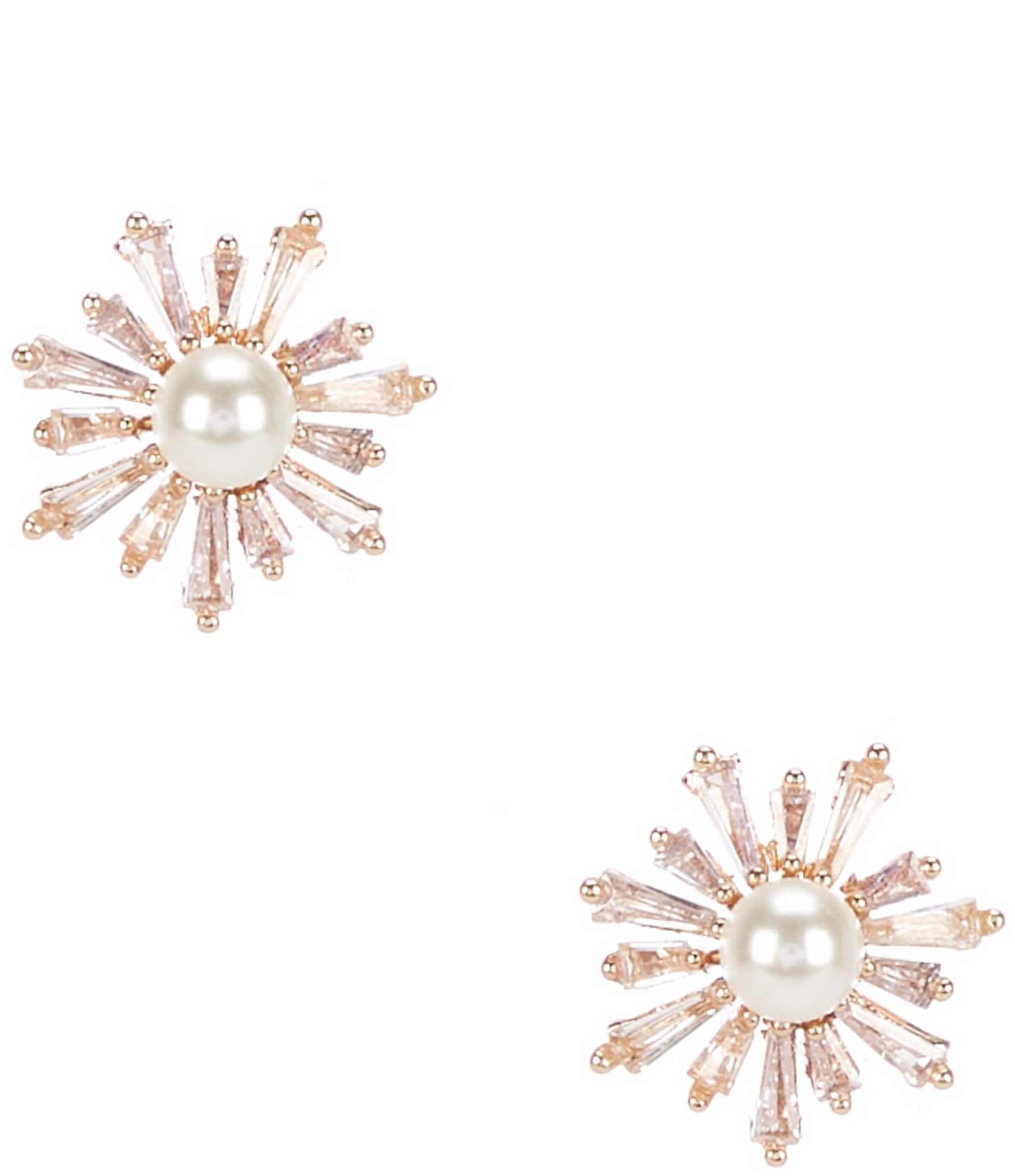 Southern Living Borrowed & Blue by Southern Living Pearl Starburst Rhinestone Stud Earrings