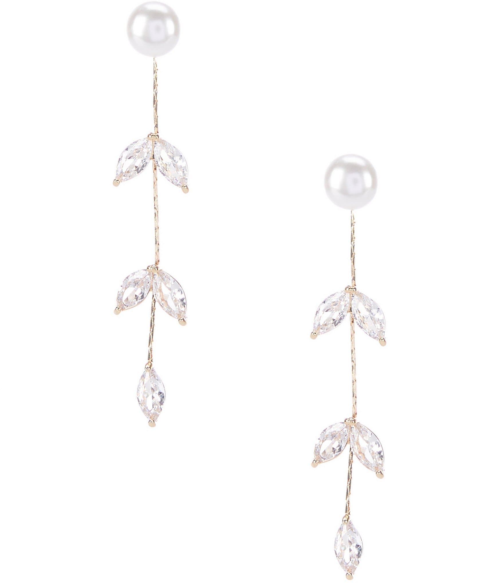 Southern Living Borrowed & Blue by Southern Living Pearl with Cubic Zirconia Stone Front Back Earrings