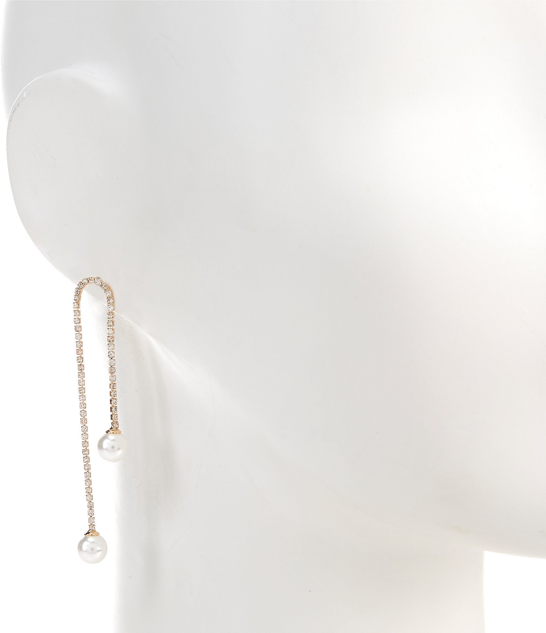 Southern Living Borrowed & Blue by Southern Living Rhinestone Chain Double Pearl Drop Earrings