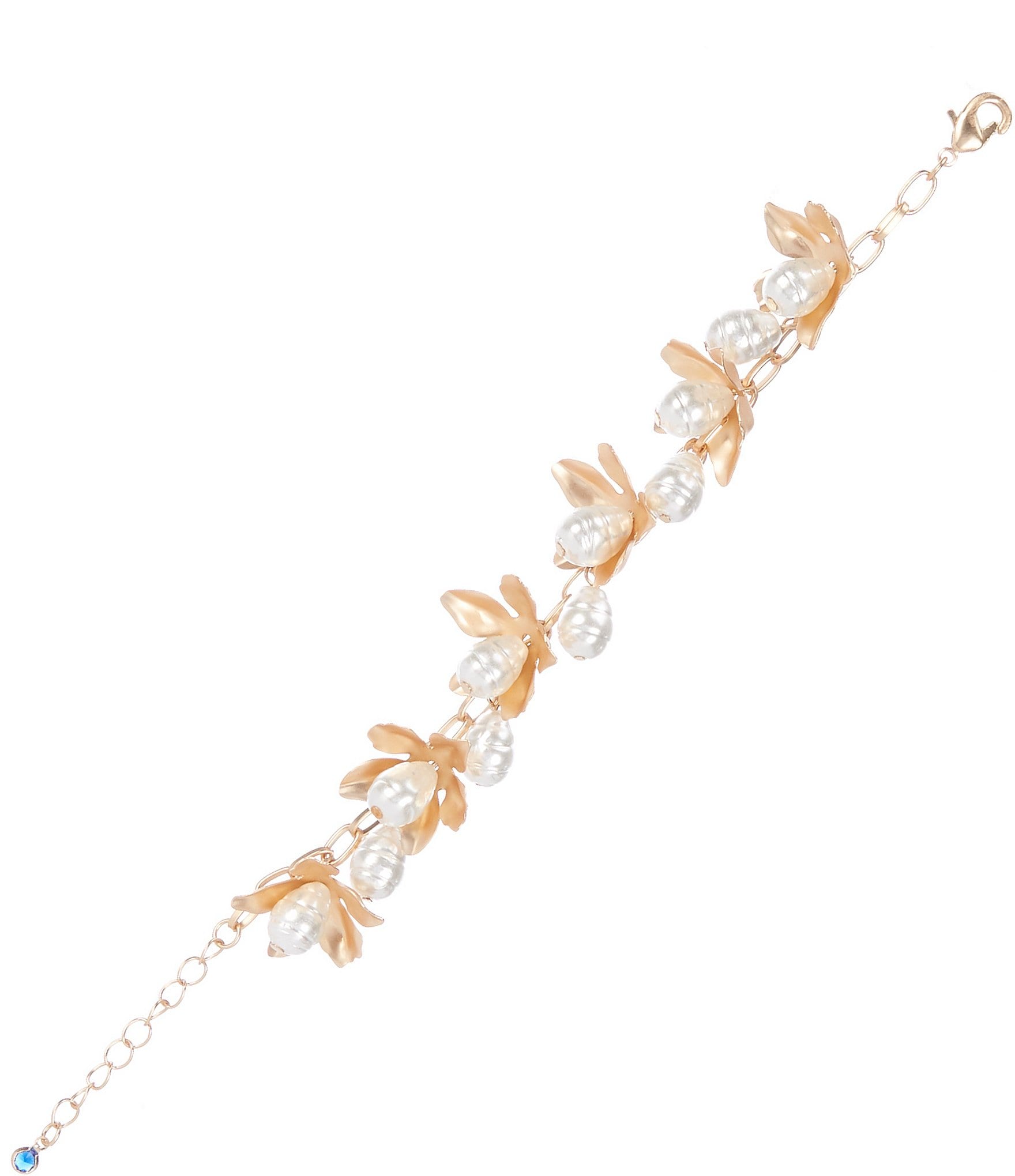 Southern Living Borrowed & Blue by Southern Living Shaky Flower with Pearls Line Bracelet