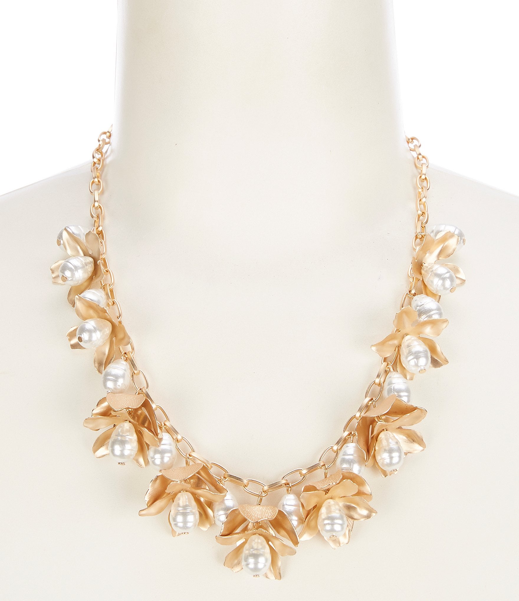 Southern Living Borrowed & Blue by Southern Living Shaky Flower with Pearls Statement Necklace