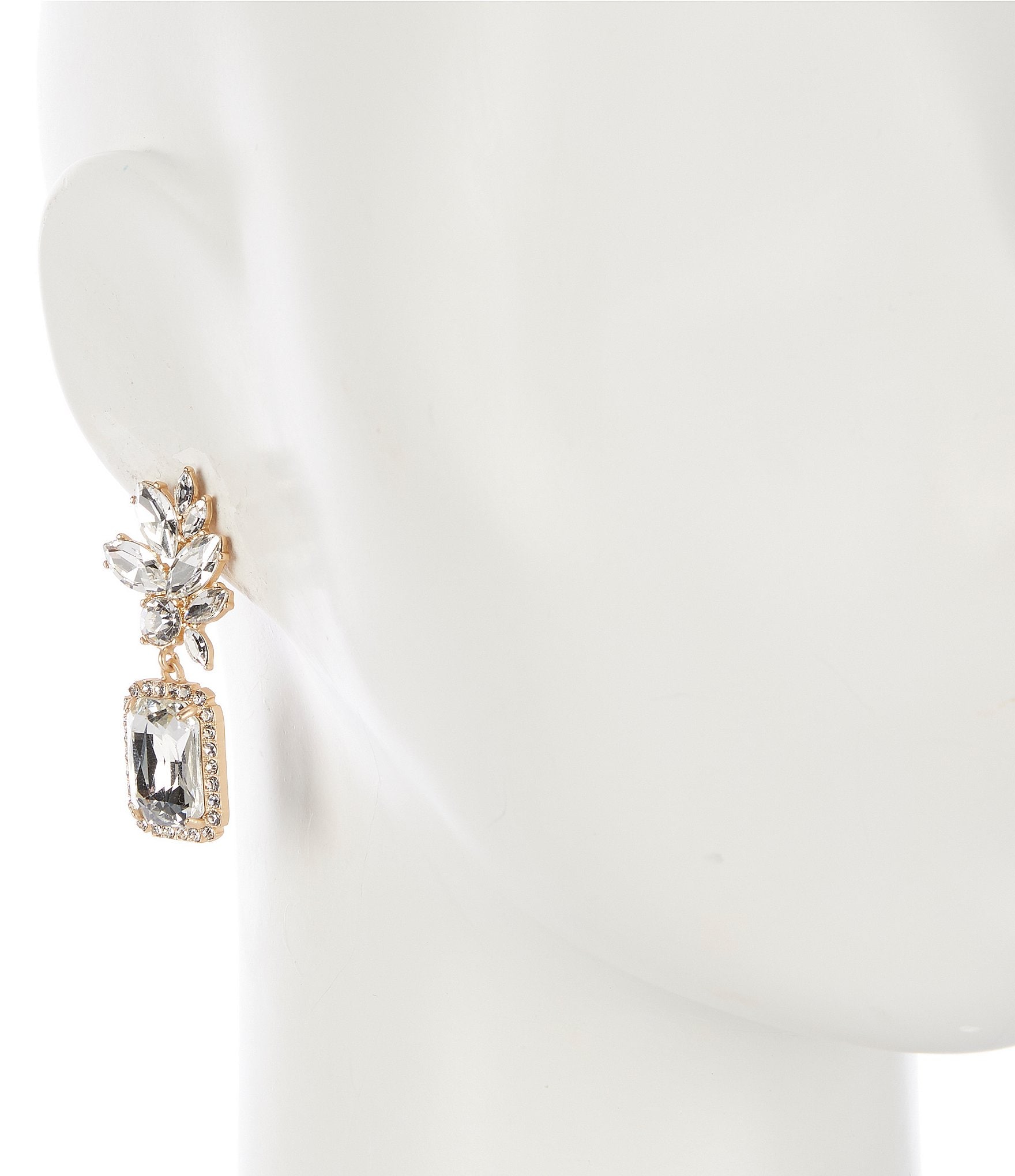 Southern Living Borrowed & Blue by Southern Living Crystal Square Stone Cluster Drop Earrings