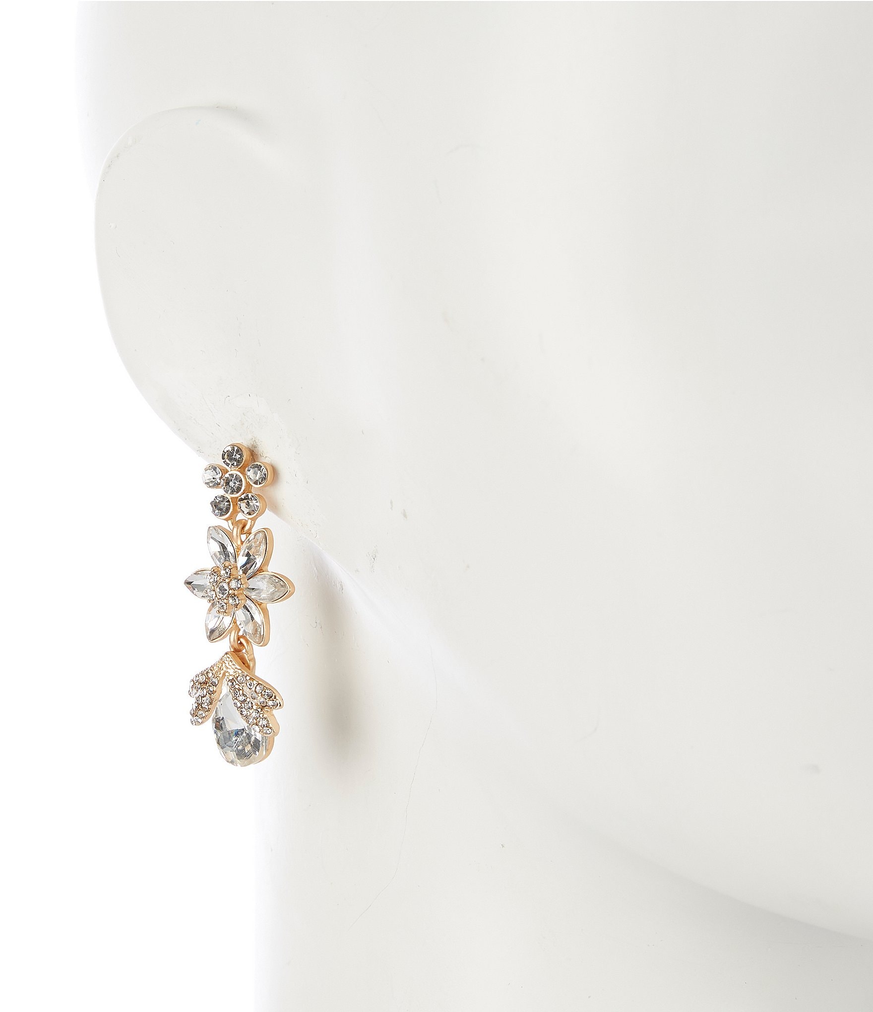 Southern Living Borrowed & Blue by Southern Living Triple Stone Flower Drop Earrings