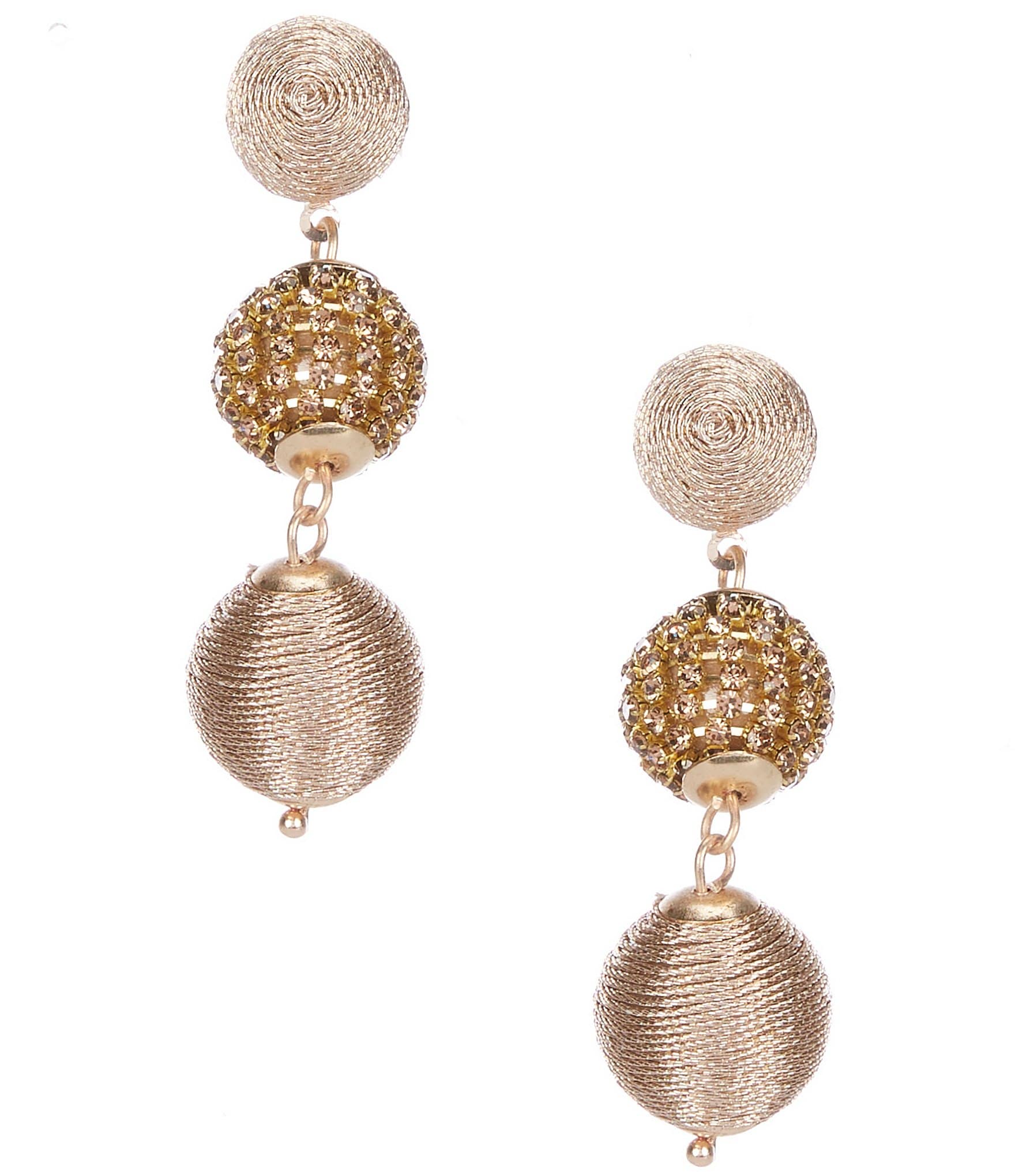 Glamorous Vintage 18k textured gold sphere ball drop earrings | Gold - Ruby  Lane