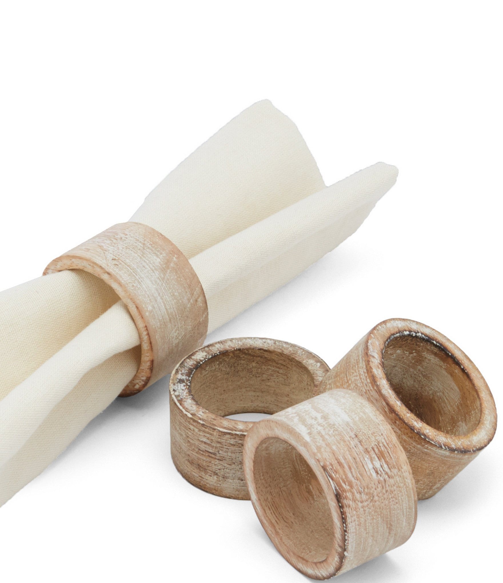 Southern Living Burnt Whitewash Napkin Rings, Set of 4