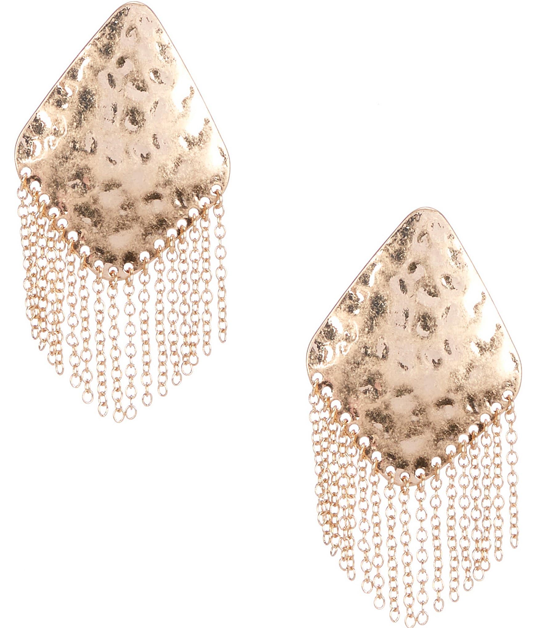 Southern Living Chain Tassels Hammered Drop Earrings