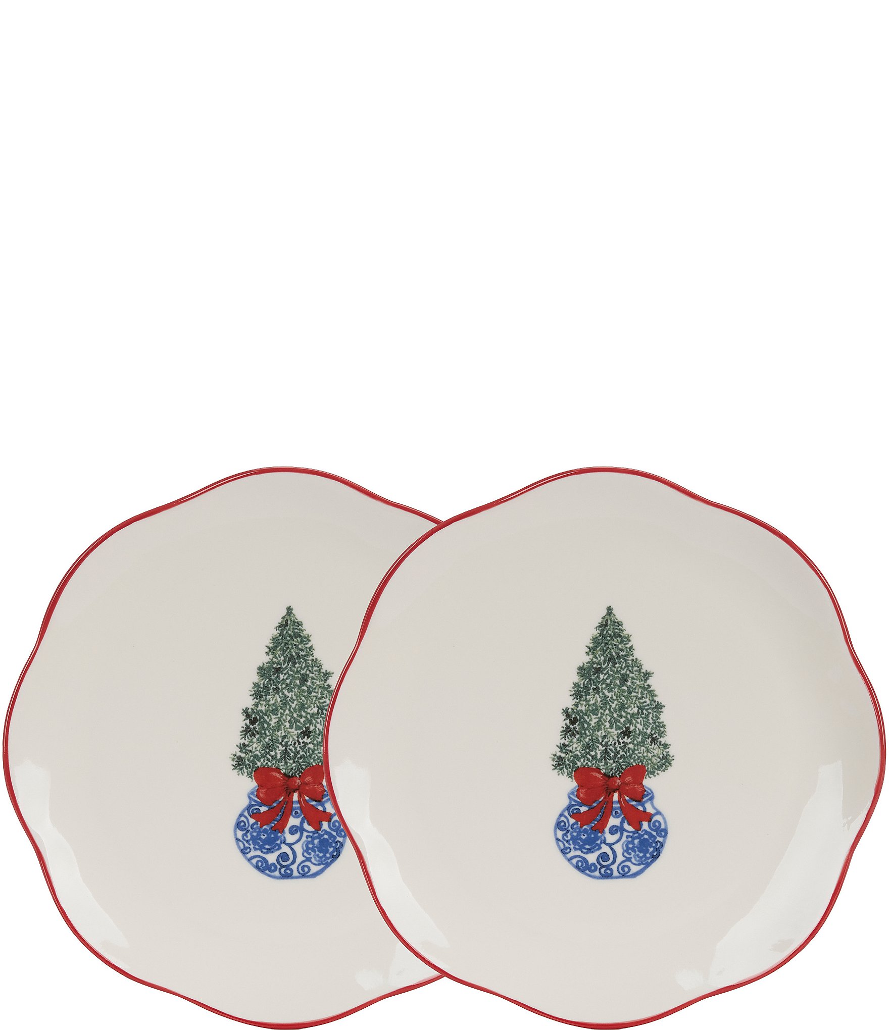 Southern Living Chinoiserie Christmas Topiary Accent Plates Set of 2 Dillard s