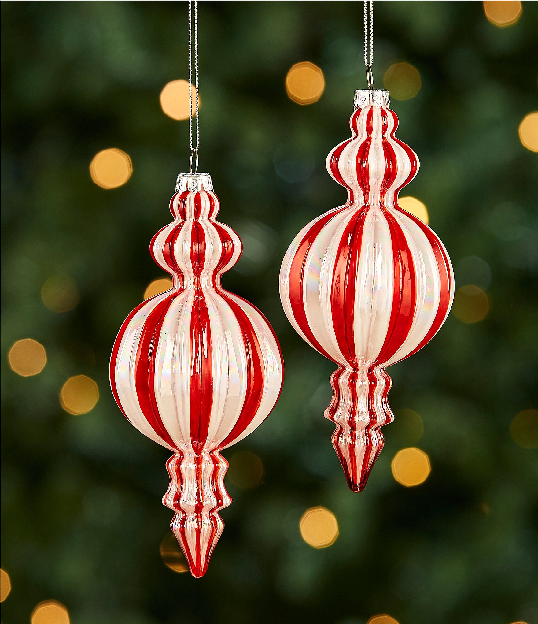 Southern Living Christmas Cheer Collection Striped Glass Finial 