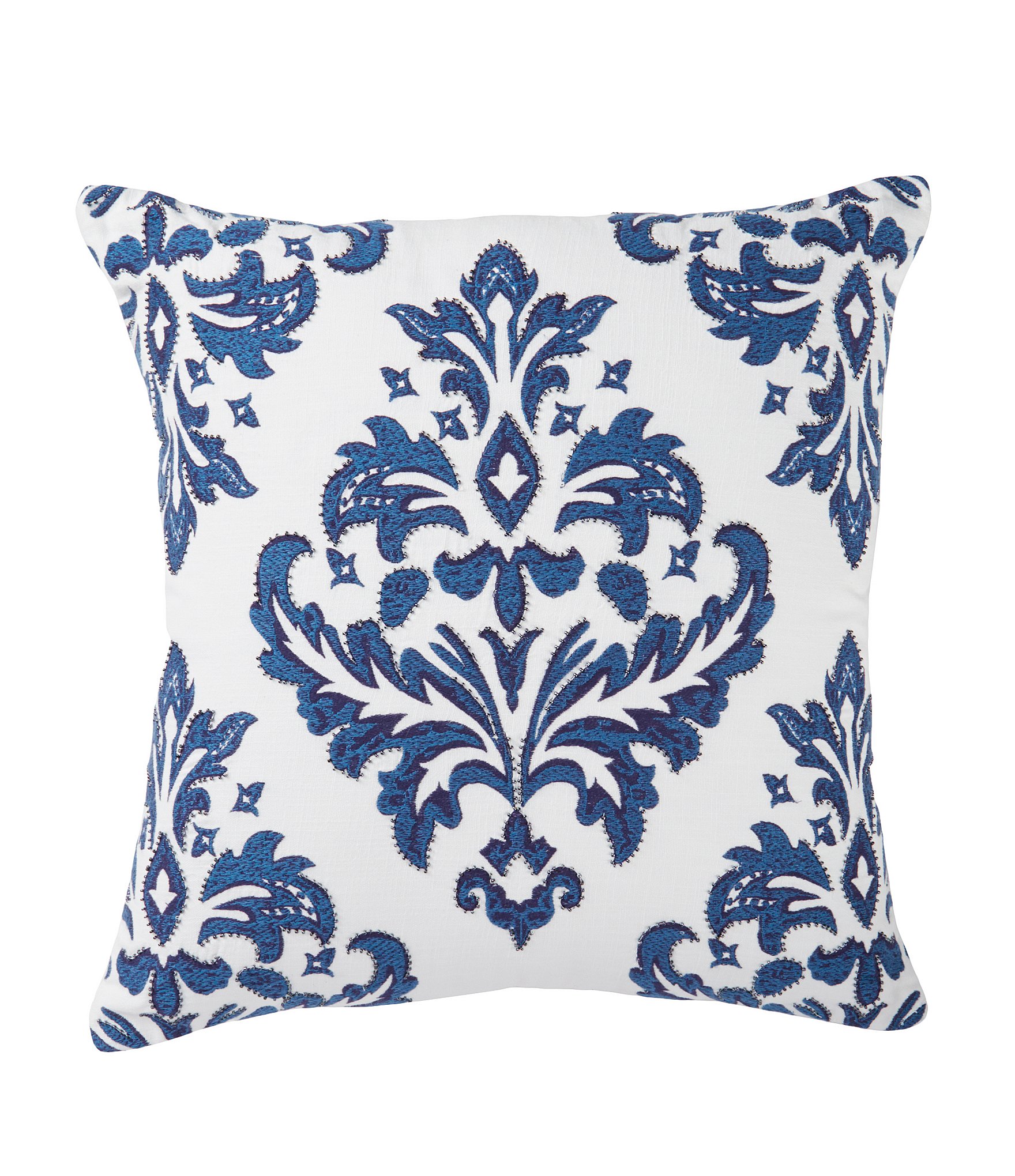 Southern Living Damask-Embroidered Square Pillow | Dillards