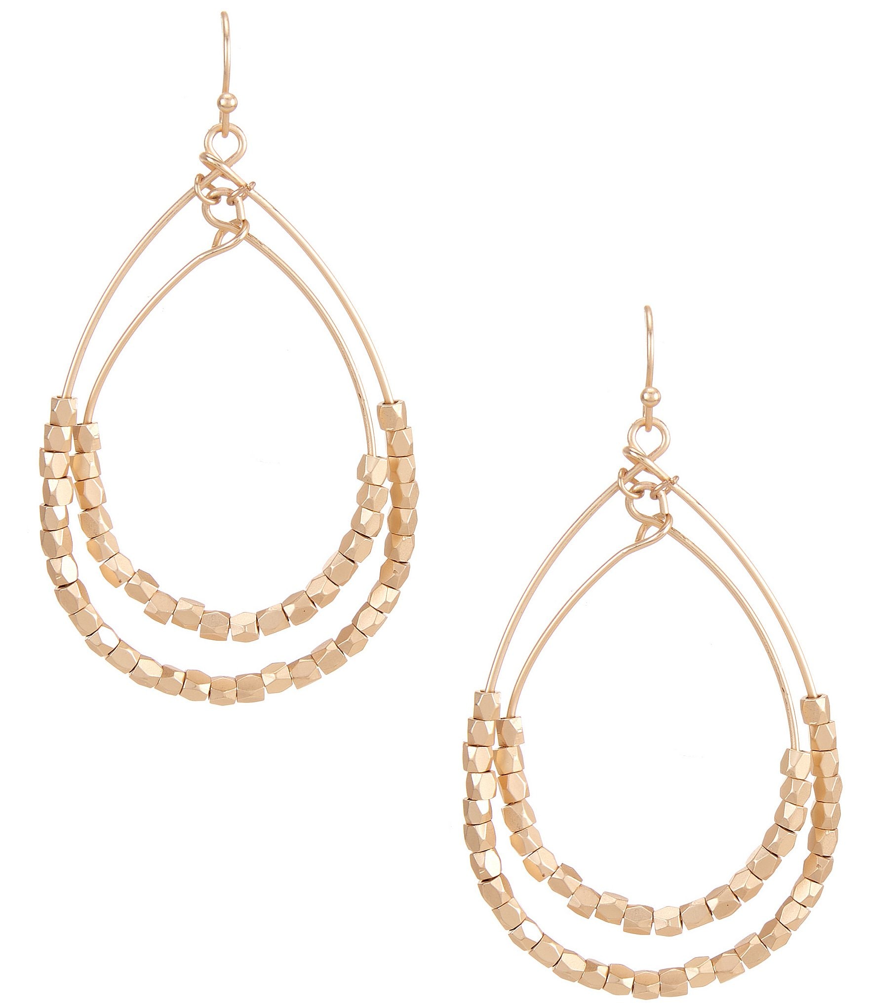 Southern Living Diamond Cut Brass Bead Double Teardrop Earrings | Dillard's