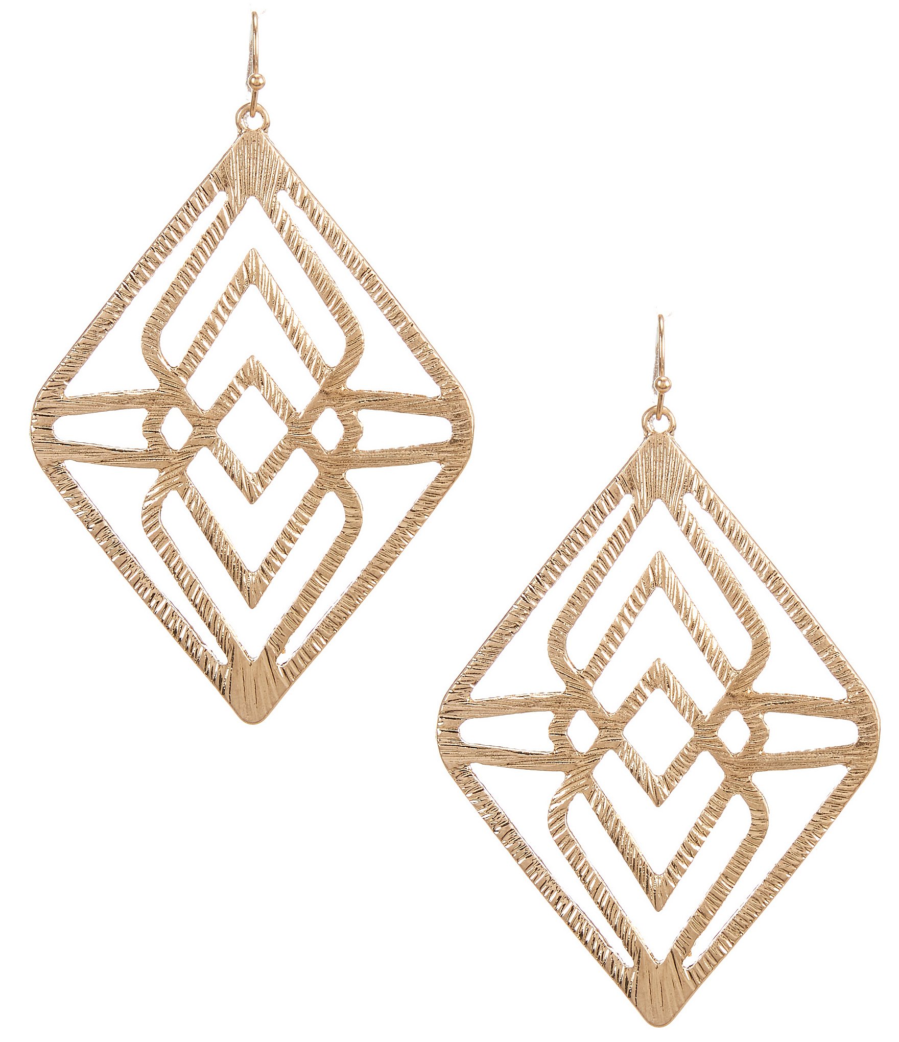 Southern Living Diamond Open Cutout Drop Statement Earrings