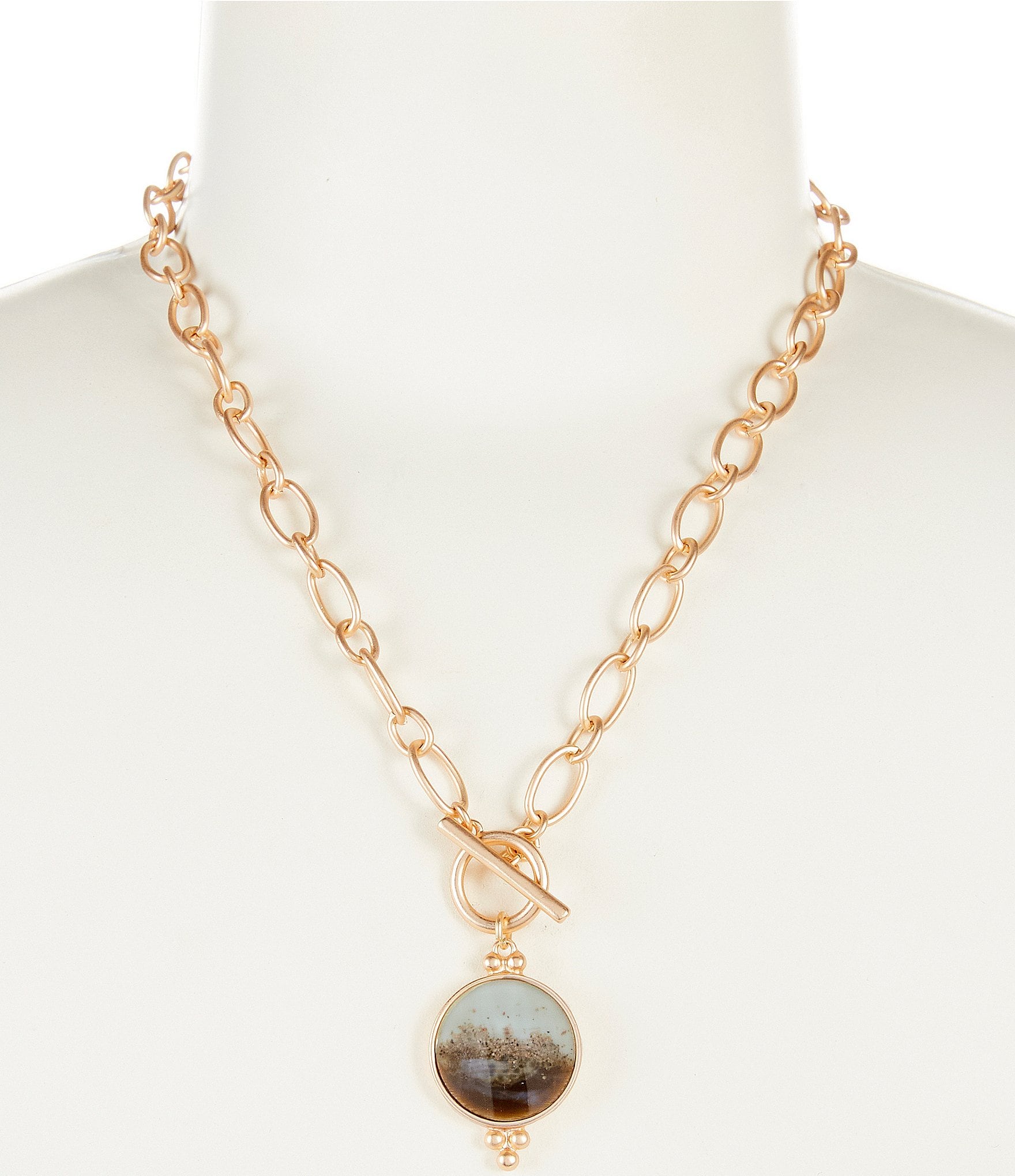 Southern Living Faceted Epoxy Cab Chain Short Pendant Necklace