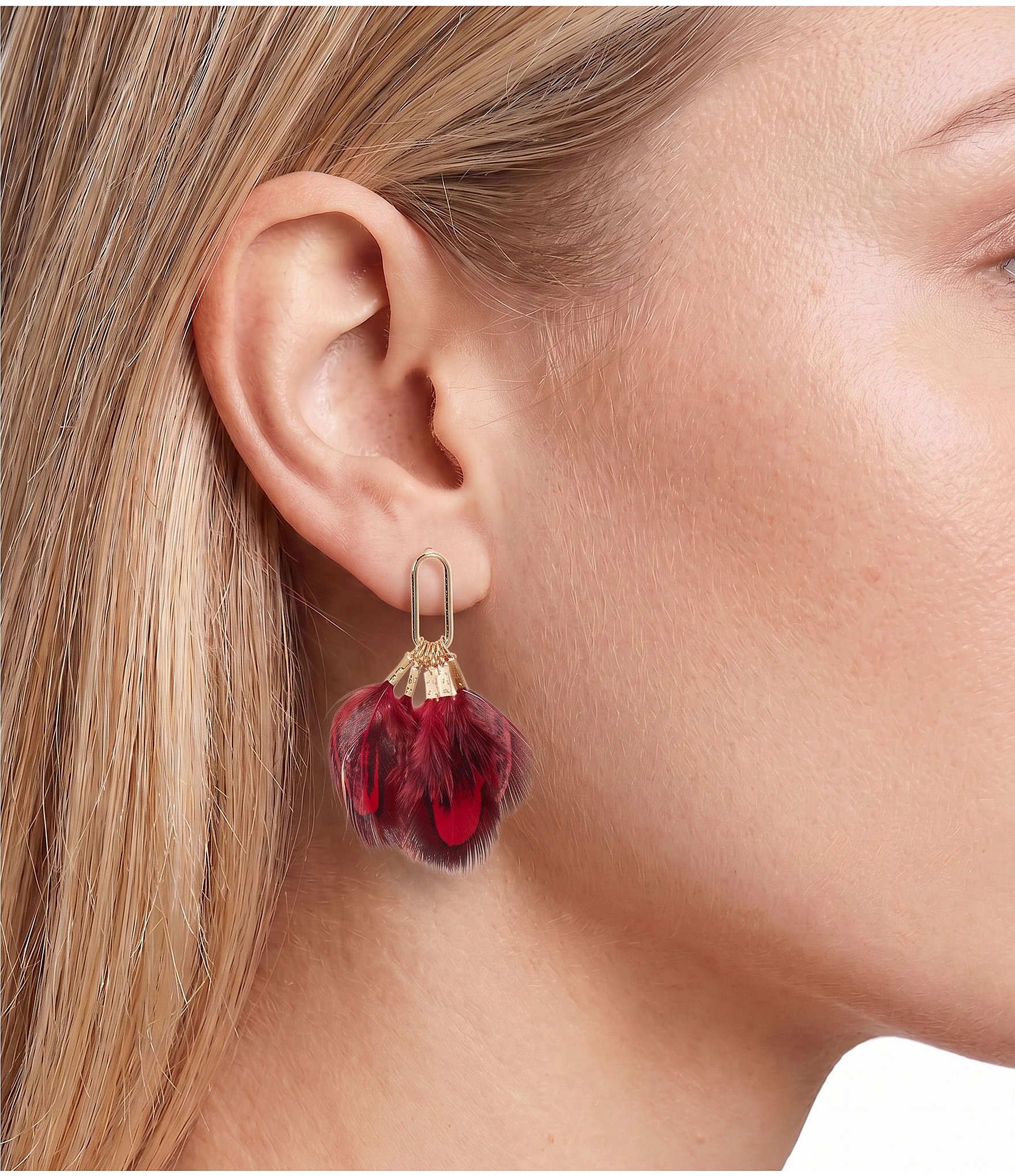 Southern Living Feather Fan Statment Drop Earrings