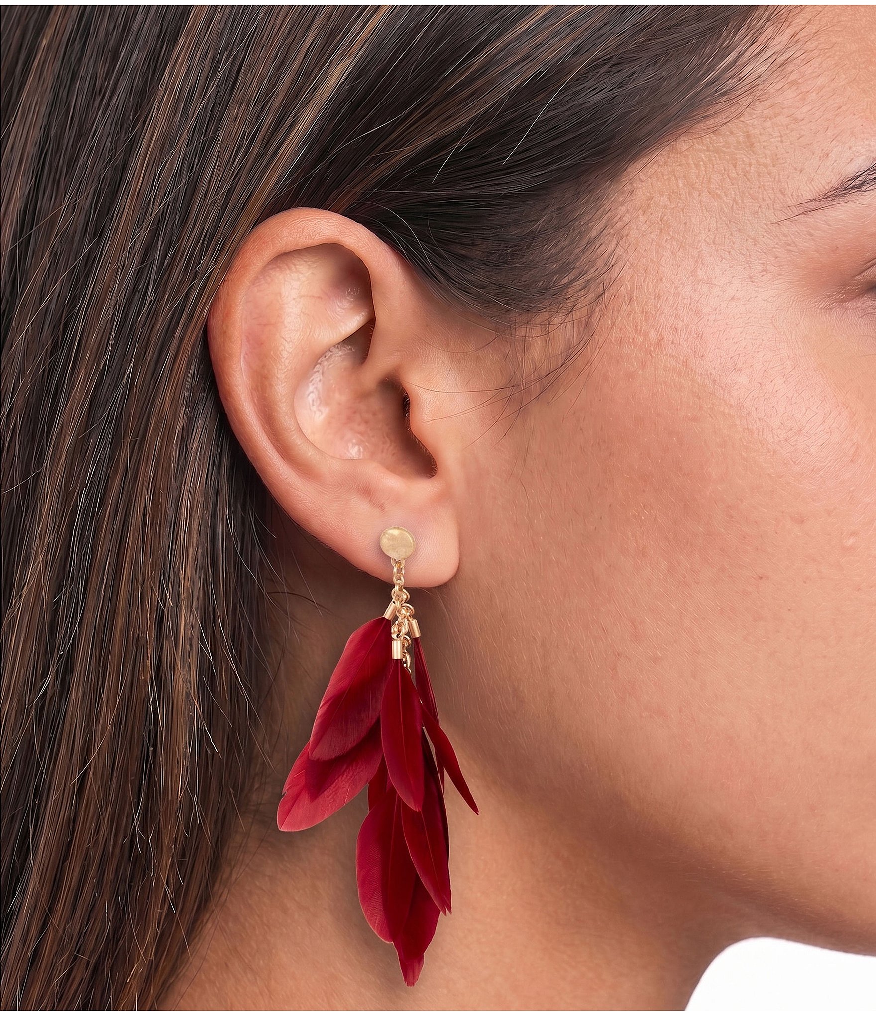 Southern Living Feather Tassel Statement Earrings