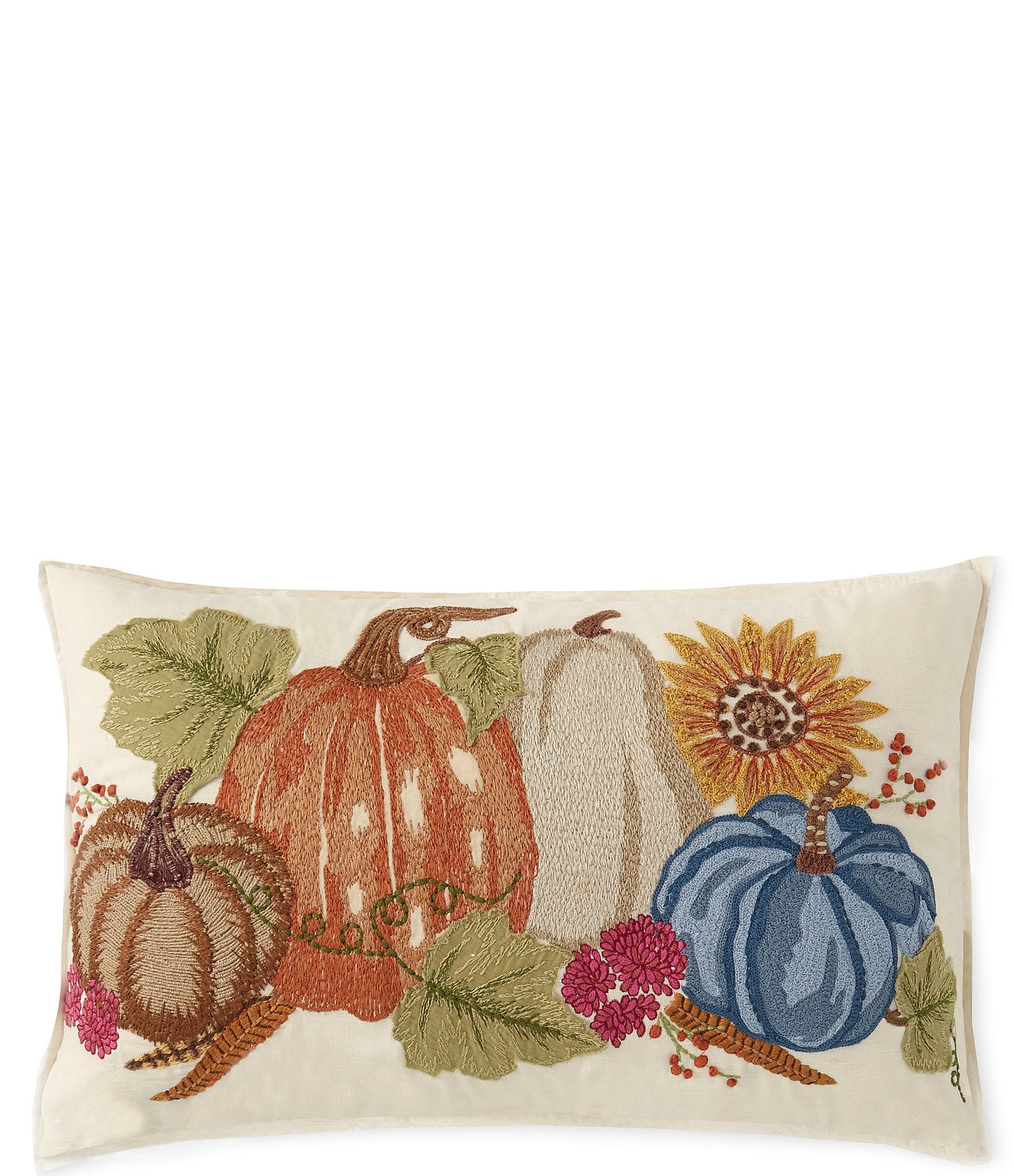 Fall Embroidered Pumpkin Pillow