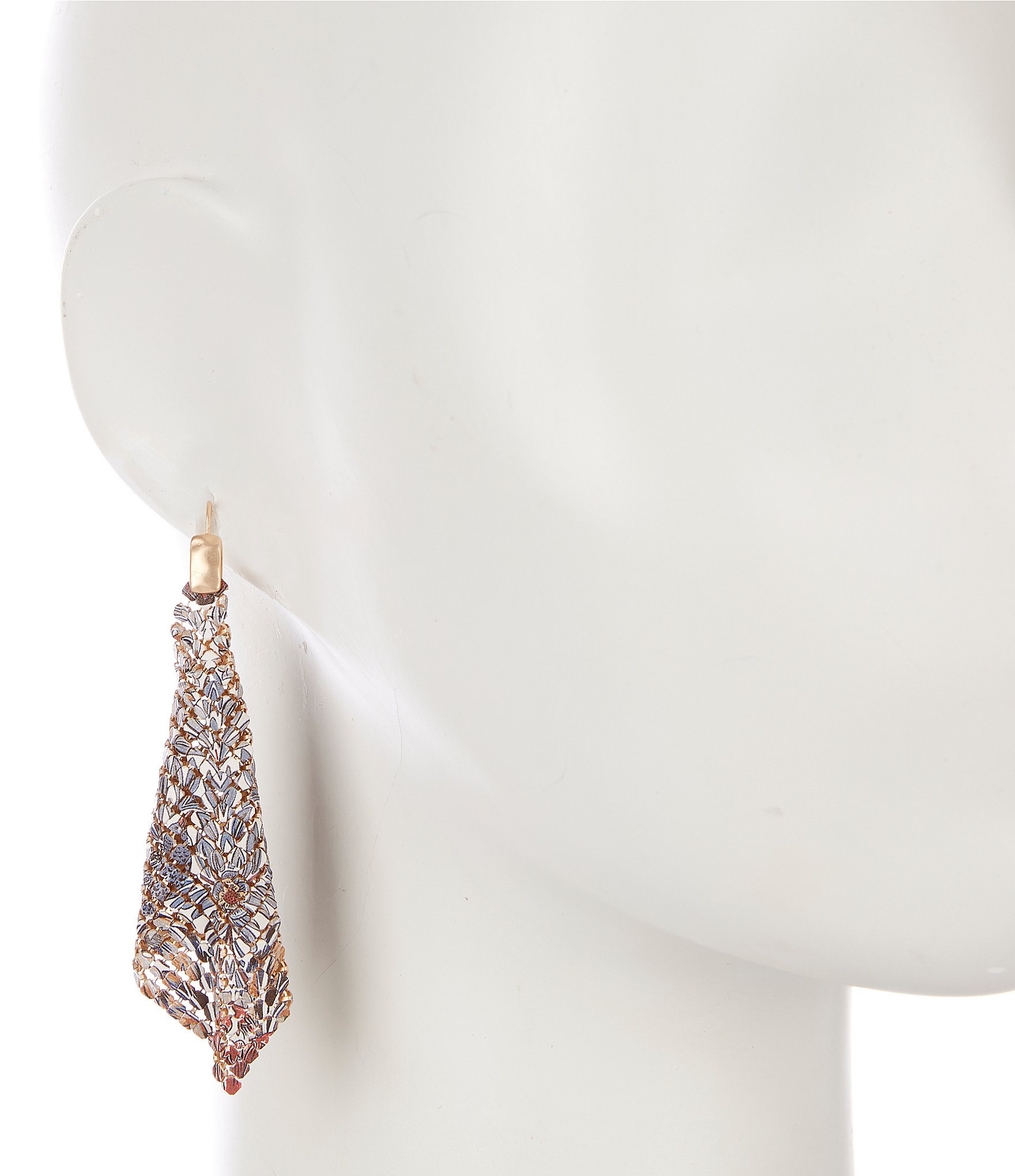 Southern Living Floral Print Chain Kite Drop Earrings