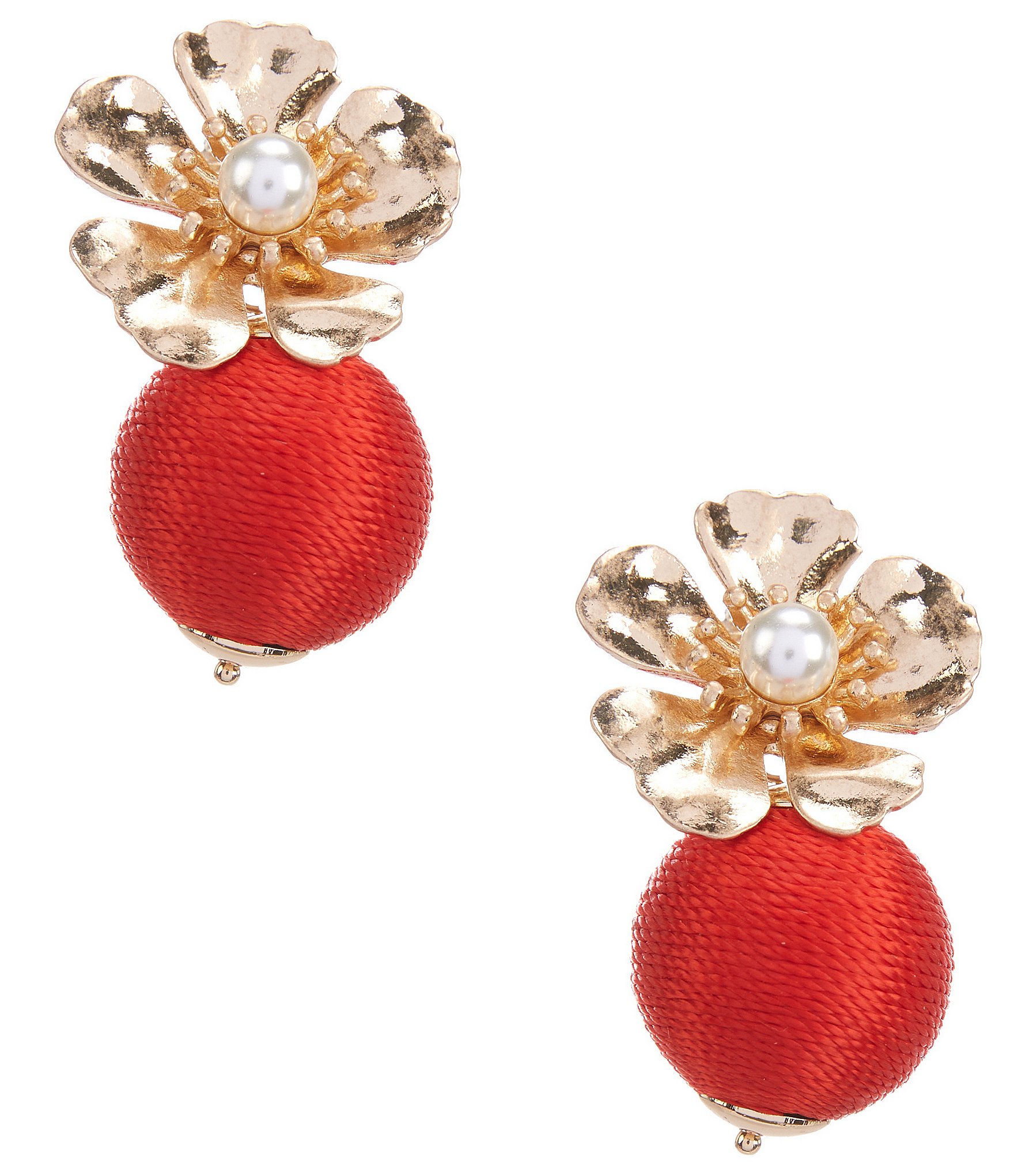 Southern Living Resort Flower Drop Thread Wrapped Ball Earrings