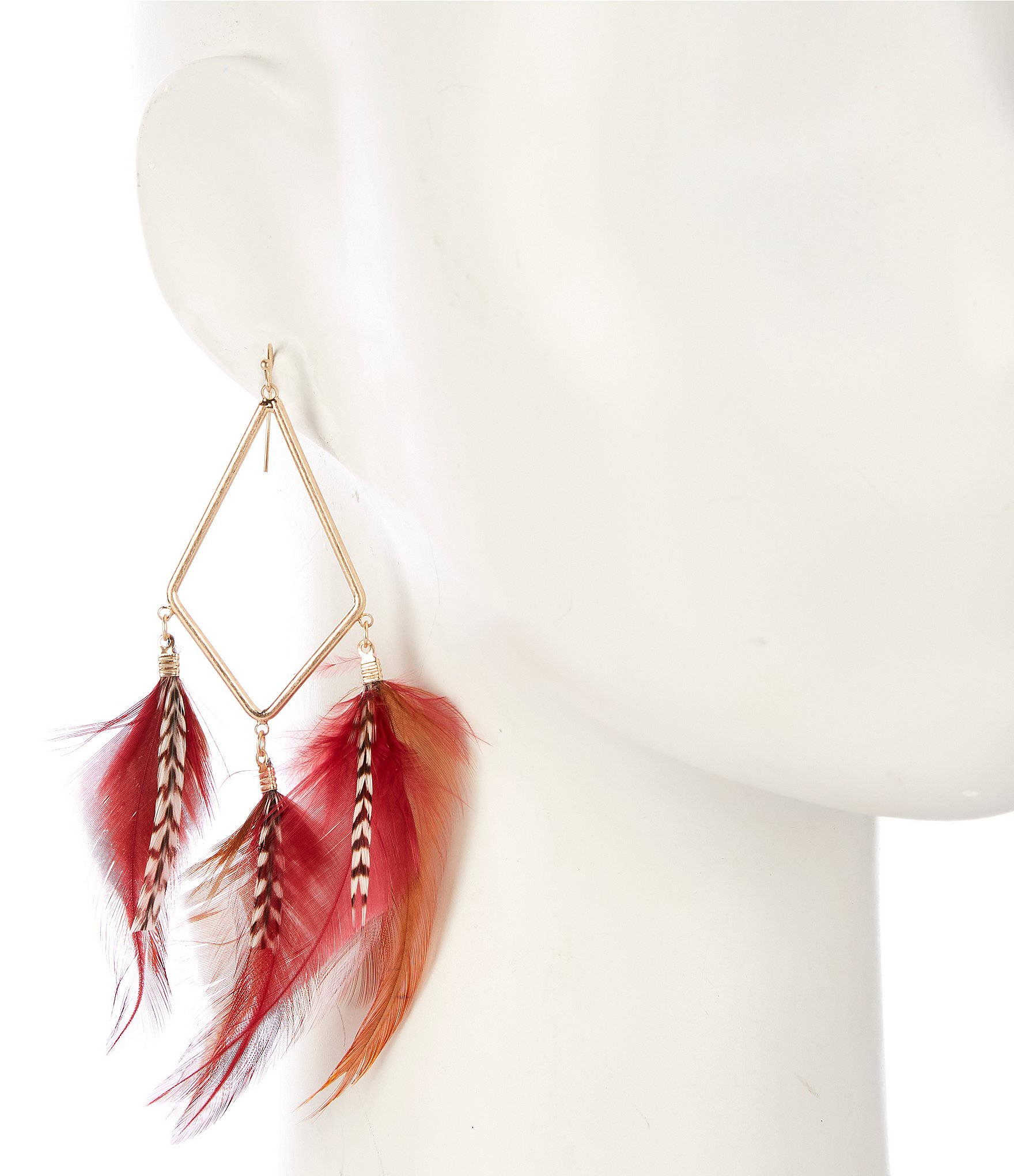 Southern Living Gold Plated Feather Statement Drop Earrings