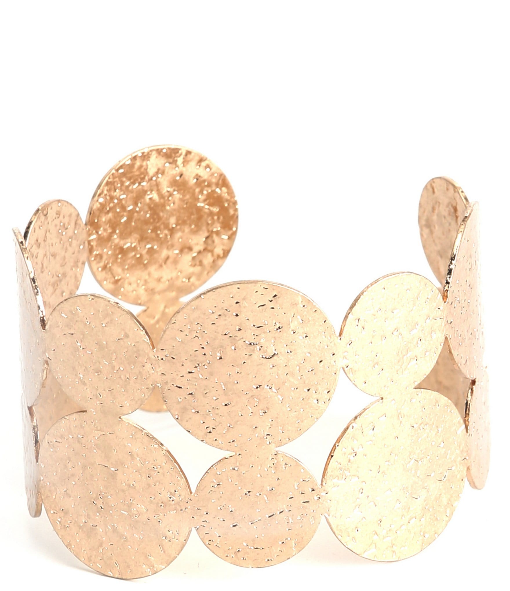 Southern Living Hammered Metal Disc Cuff Bracelet