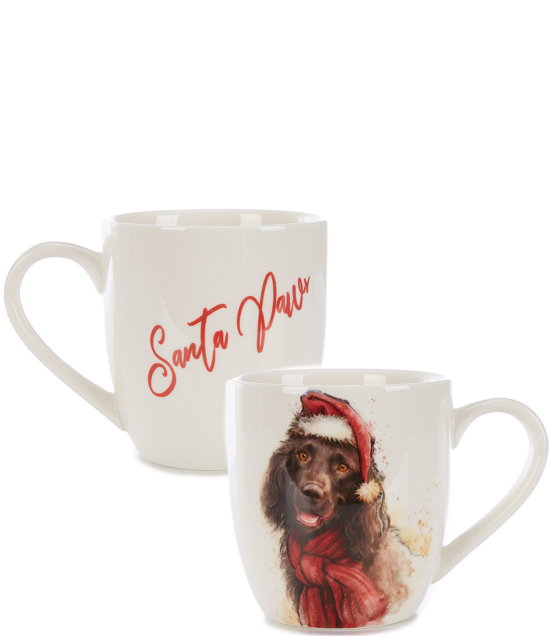 Southern Living Holiday Boykin Mug with Red Santa Hat and Scarf