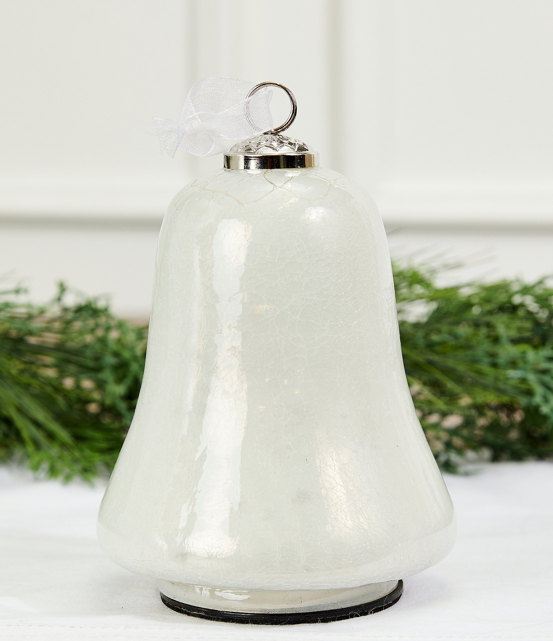 Southern Living Holiday Collection Glass Crackle Bell LED Light-Up Tabletop Decor