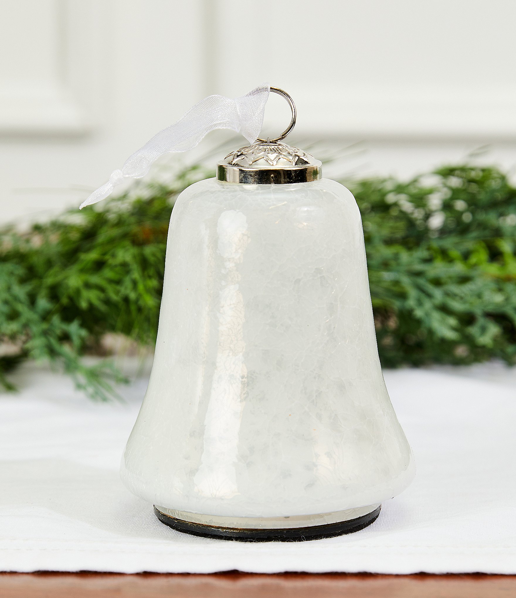 Southern Living Holiday Collection Glass Crackle Bell LED Light-Up Tabletop Decor
