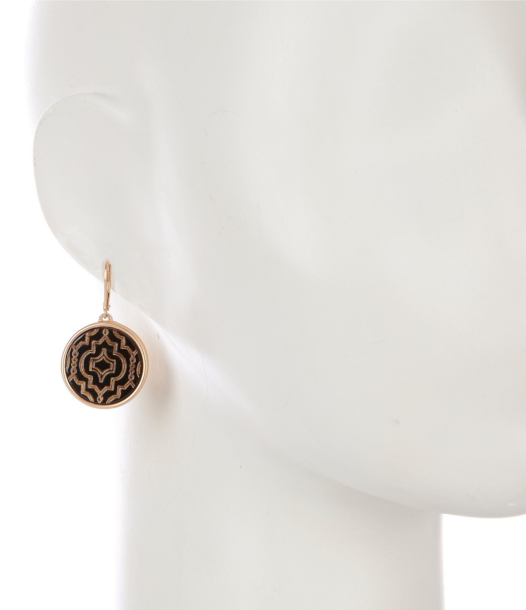 Southern Living Jet & Gold Decorative Small Round Drop Earrings