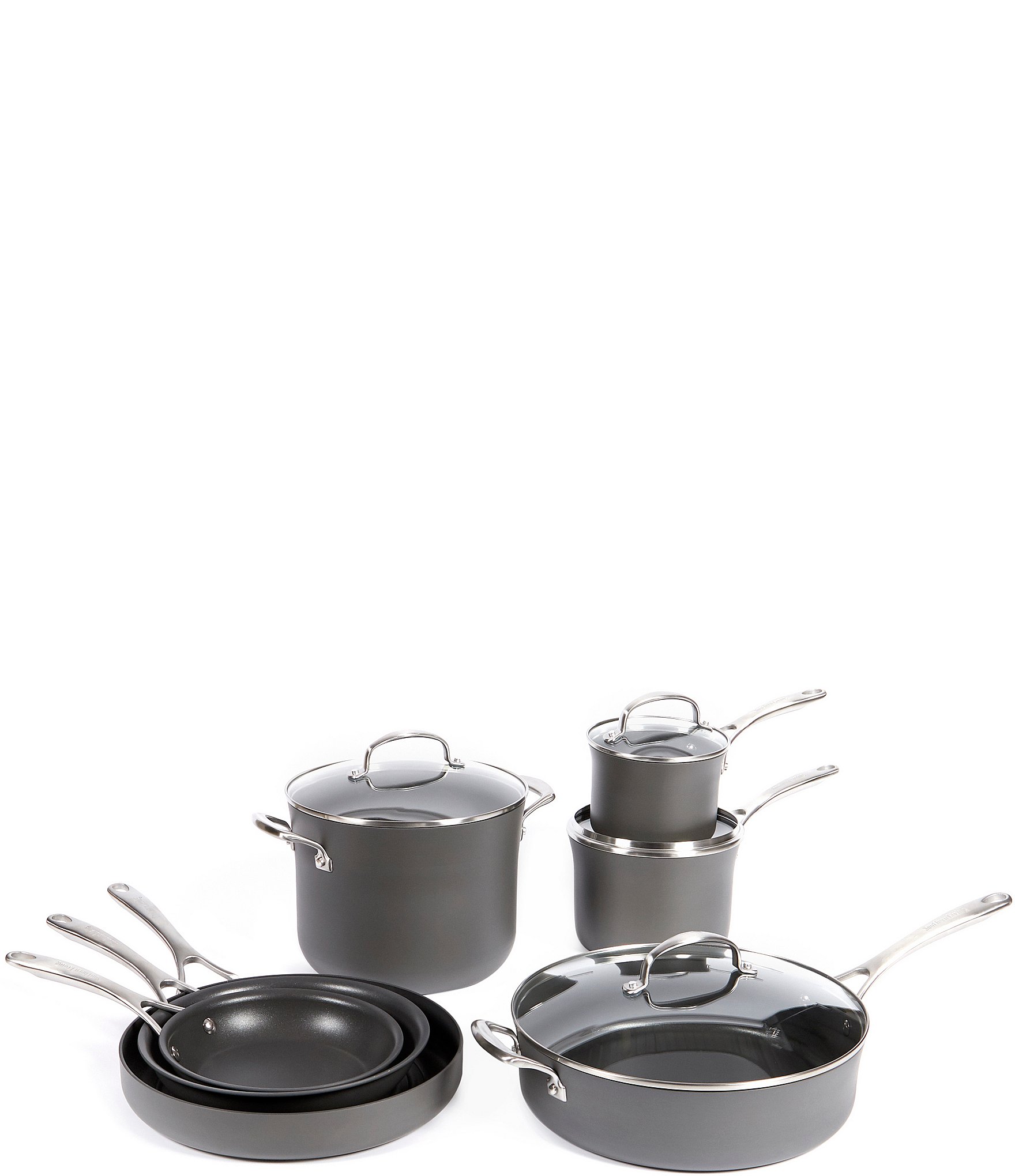 Country Kitchen Pots and Pans Set Nonstick, 11 Piece Cookware Sets, Brown
