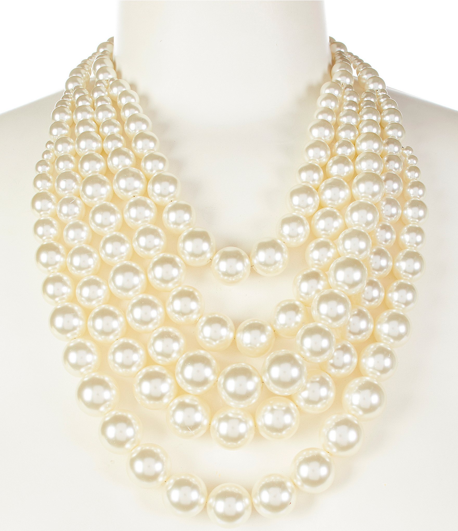 Gold Long Necklace w/Ivory Circle Beads - Evelie Blu Boutique