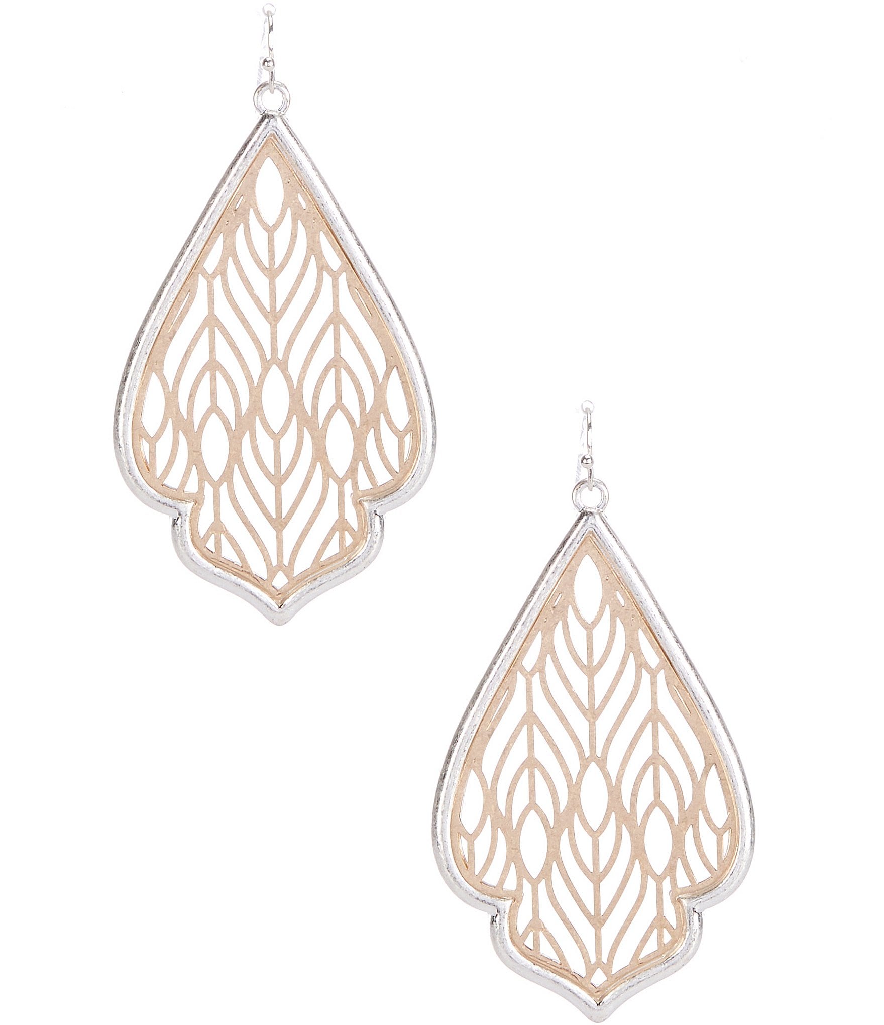 Southern Living Laser Cut Two Tone Drop Earrings