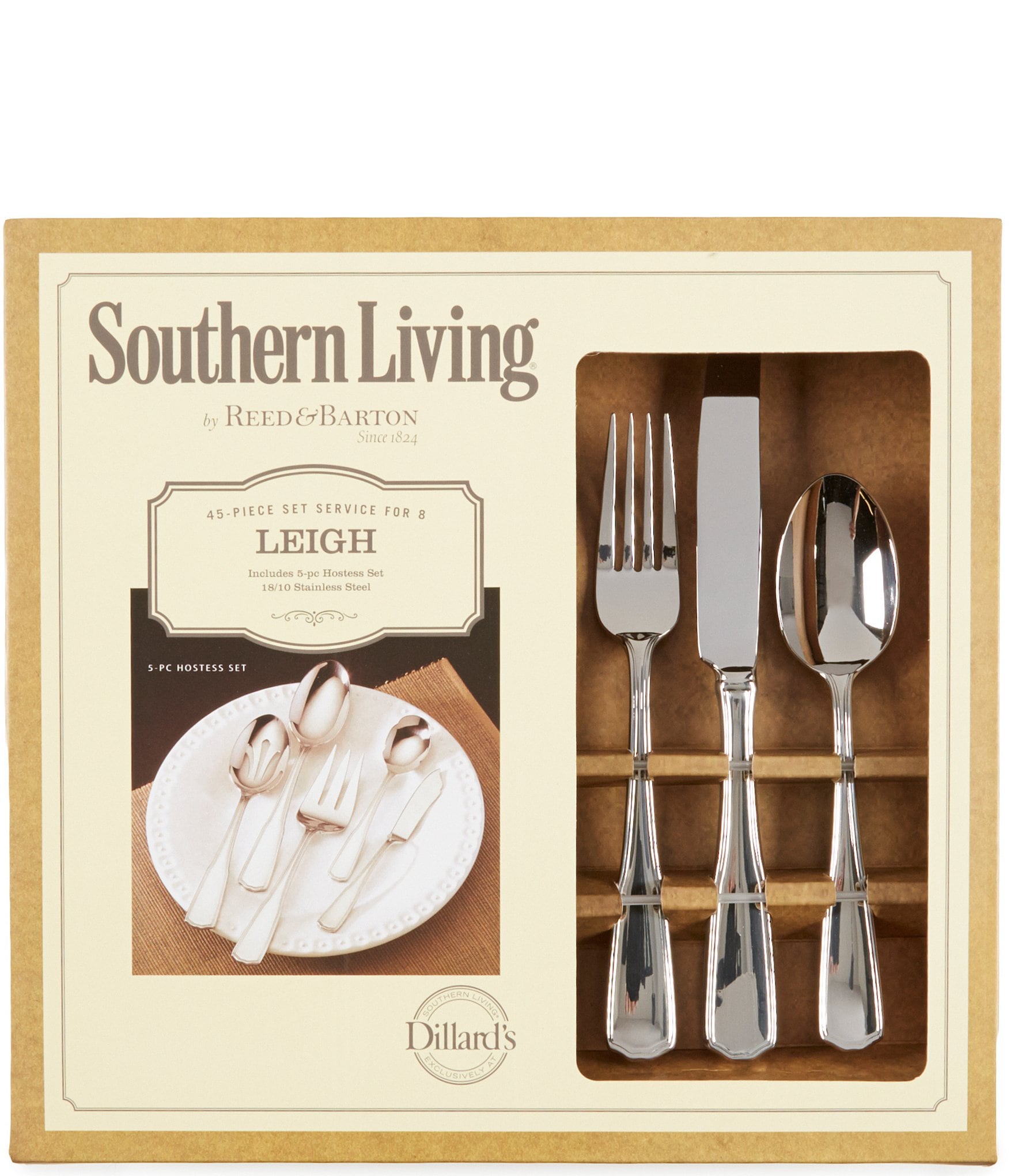 Southern Living Leigh 45-Piece Stainless Steel Flatware Set