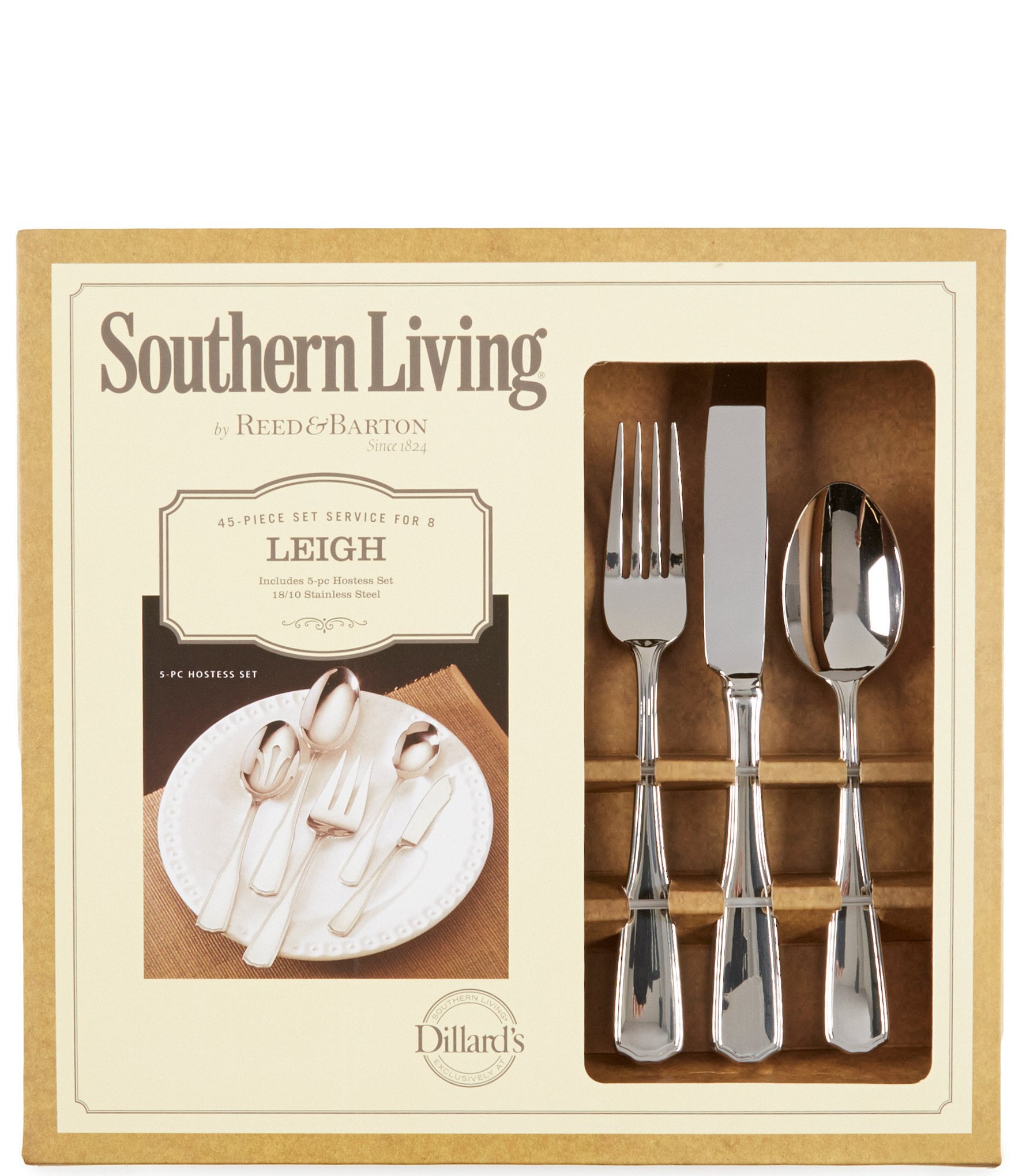 Southern Living Leigh 45-Piece Stainless Steel Flatware Set